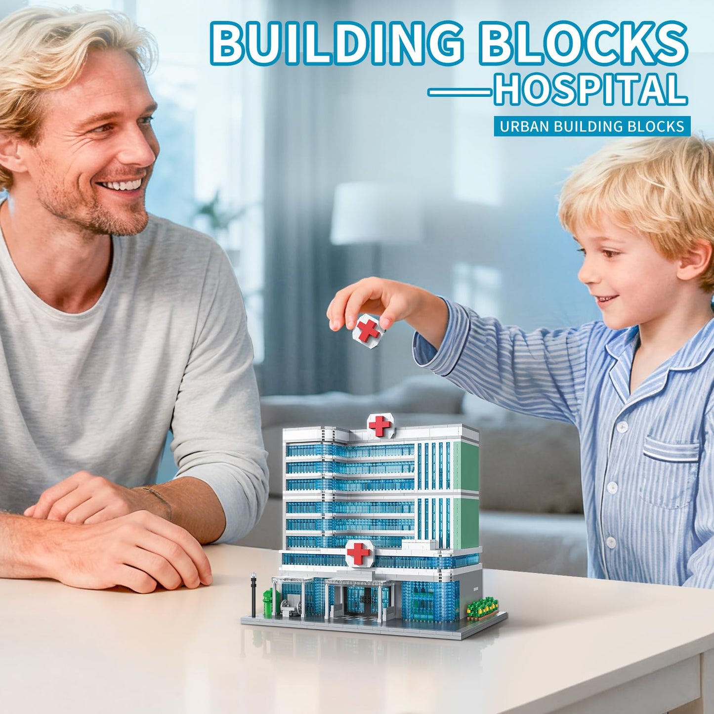 LQPFBSM City Hospital Micro Building Blocks – 1350-Pieces Modular Three-Story Architecture Kit