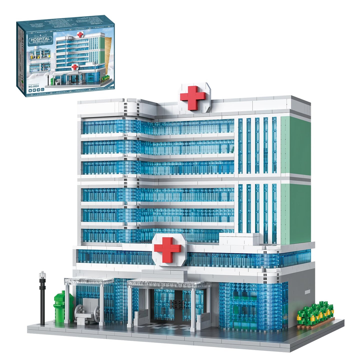 LQPFBSM City Hospital Micro Building Blocks – 1350-Pieces Modular Three-Story Architecture Kit
