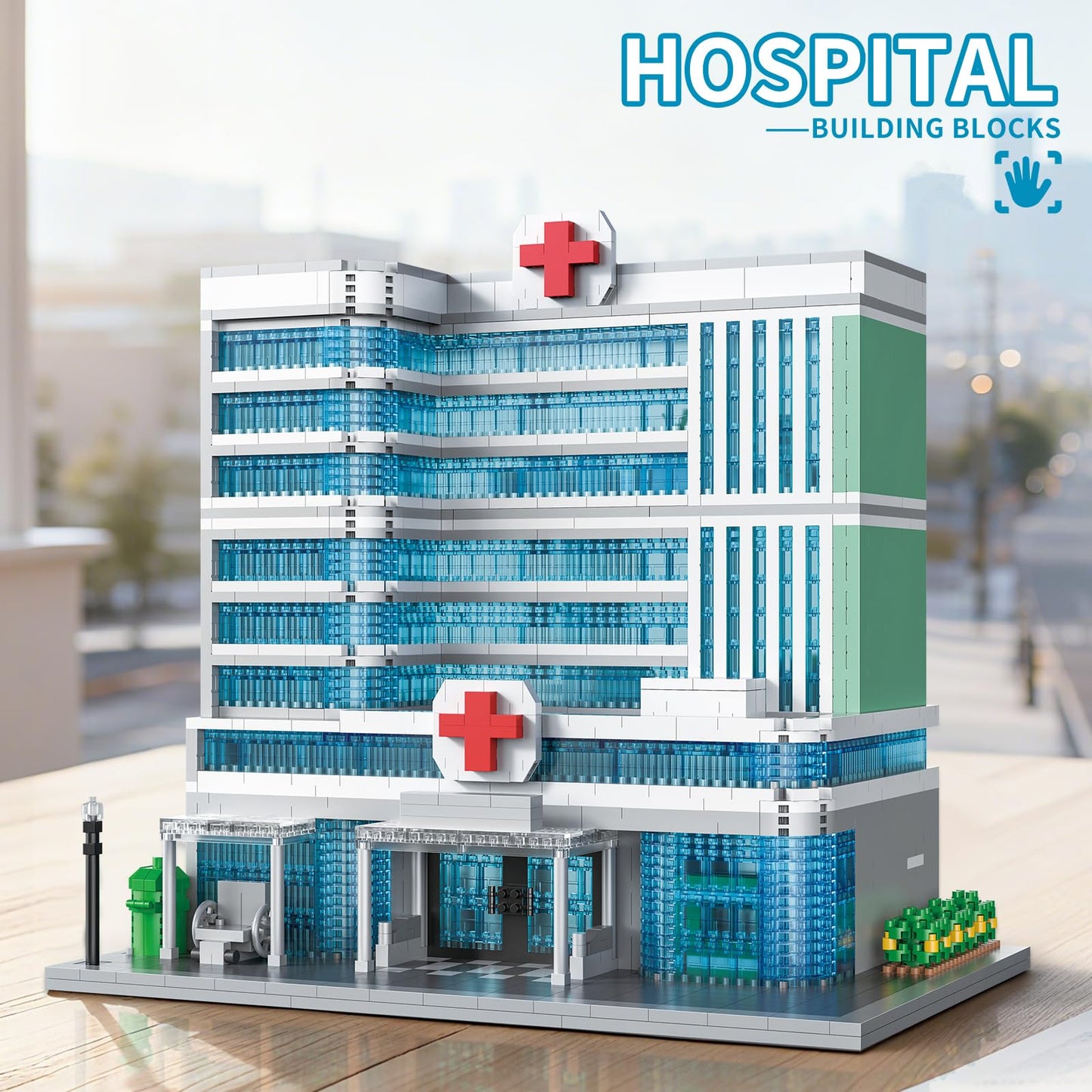 LQPFBSM City Hospital Micro Building Blocks – 1350-Pieces Modular Three-Story Architecture Kit