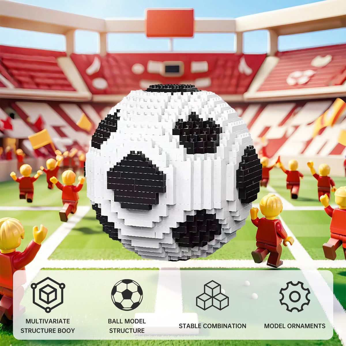 LQPFBSM Soccer Ball Micro Mini Building Blocks – Black & White Soccer Ball Model, 850 PCS