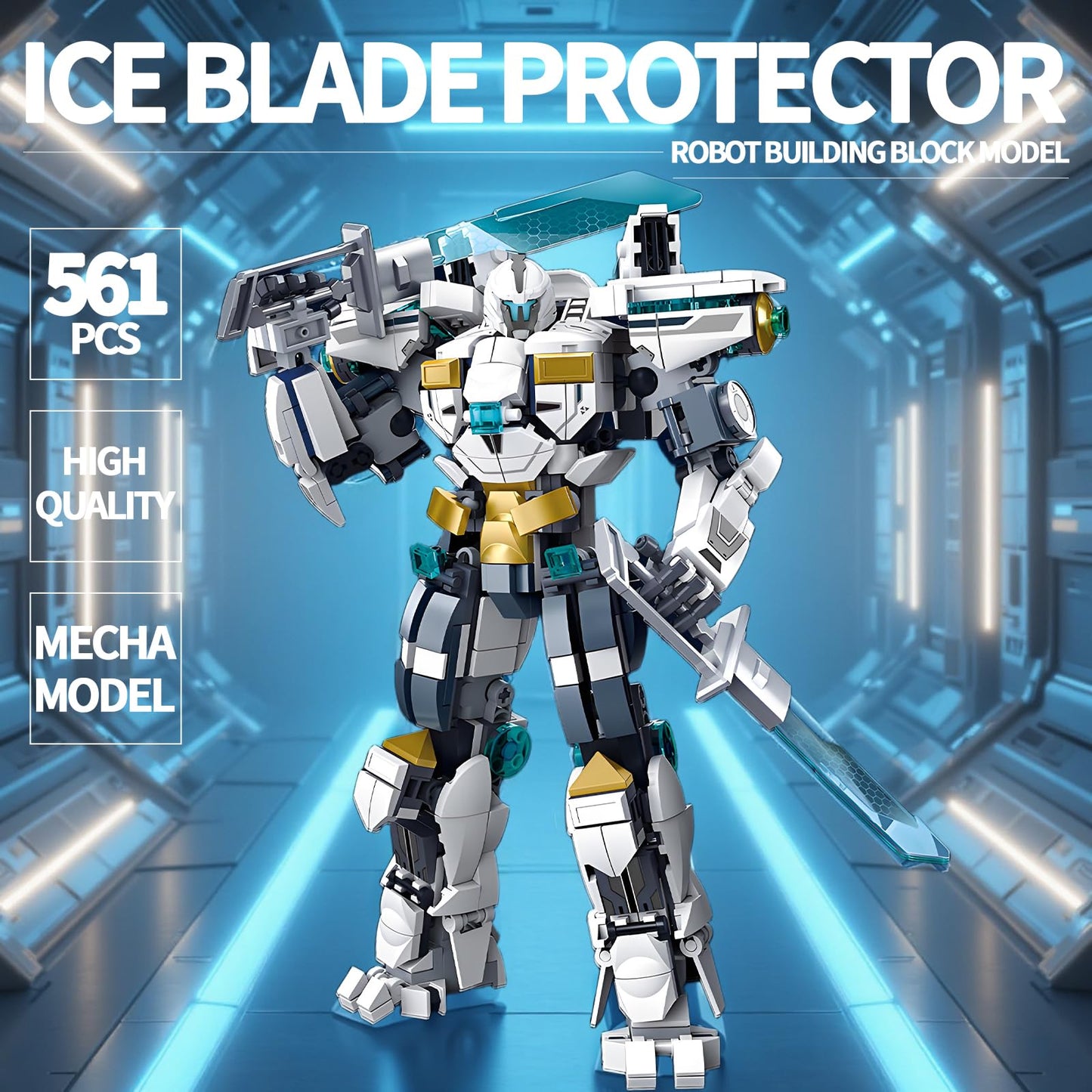LQPFBSM Ice Warrior Mech Building Blocks Set | 561 PCS Transforming Robot Kit