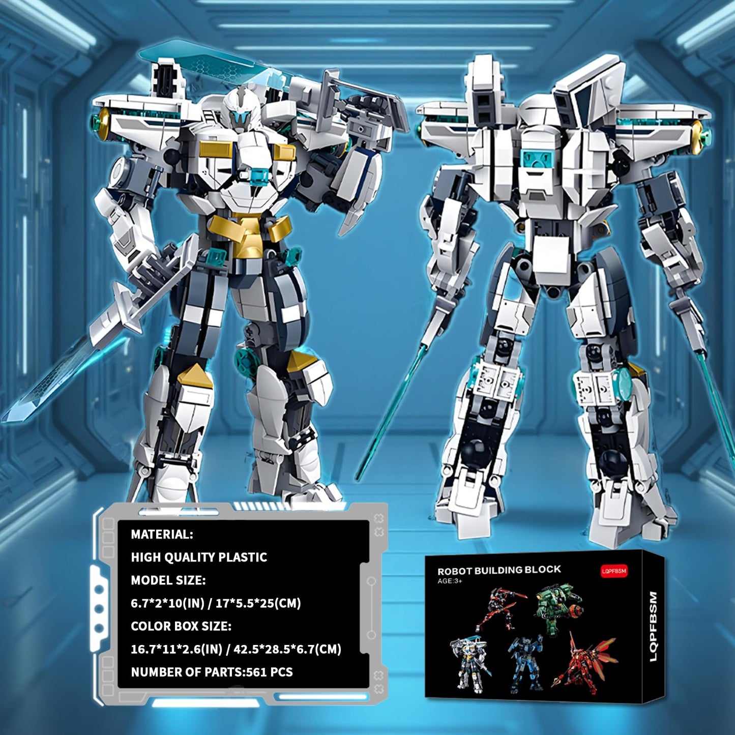 LQPFBSM Ice Warrior Mech Building Blocks Set | 561 PCS Transforming Robot Kit