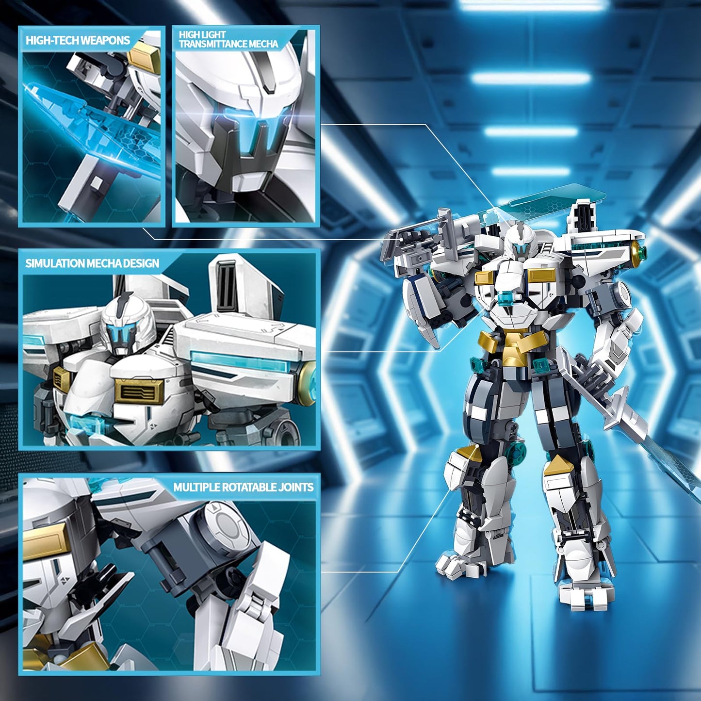 LQPFBSM Ice Warrior Mech Building Blocks Set | 561 PCS Transforming Robot Kit