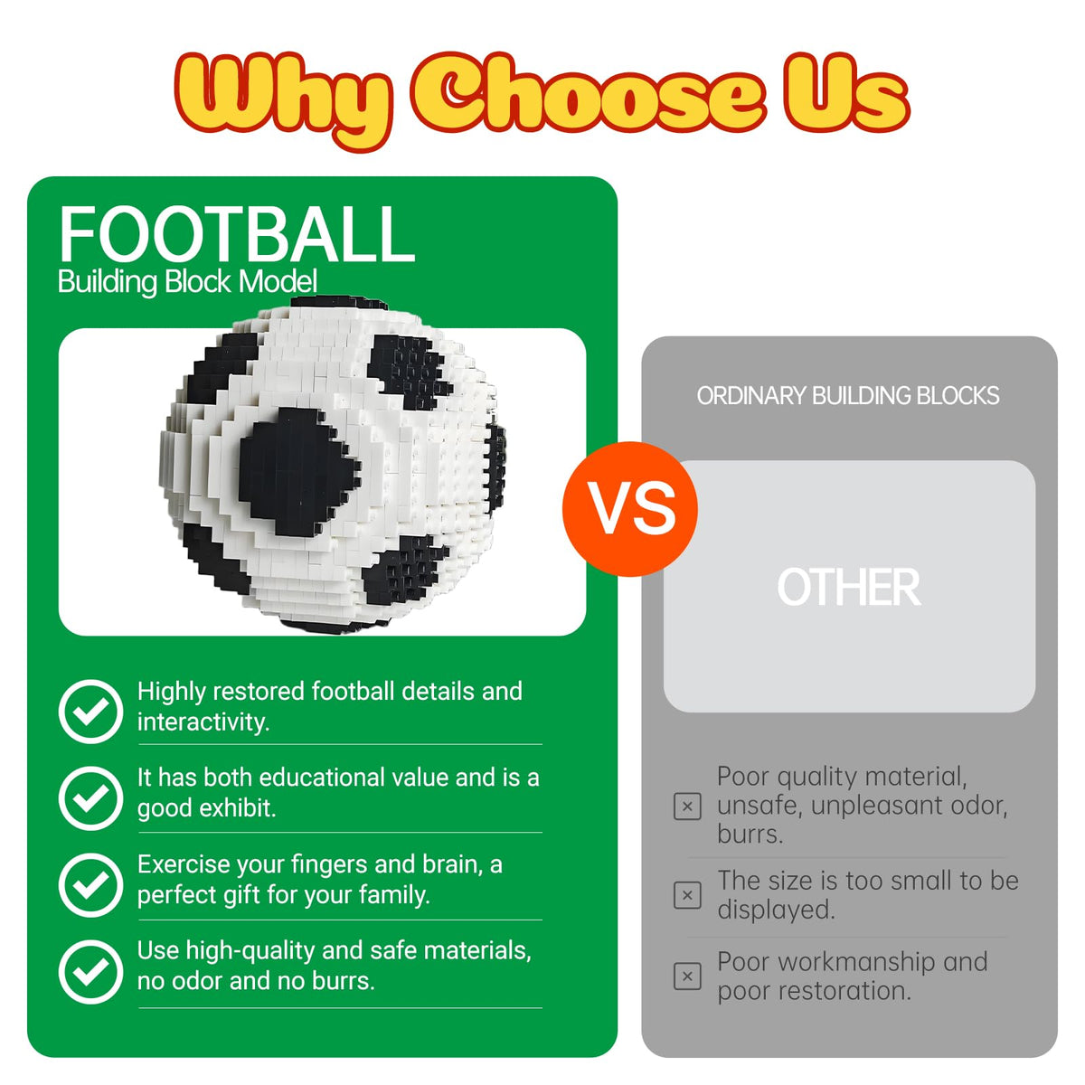 LQPFBSM Soccer Ball Micro Mini Building Blocks – Black & White Soccer Ball Model, 850 PCS