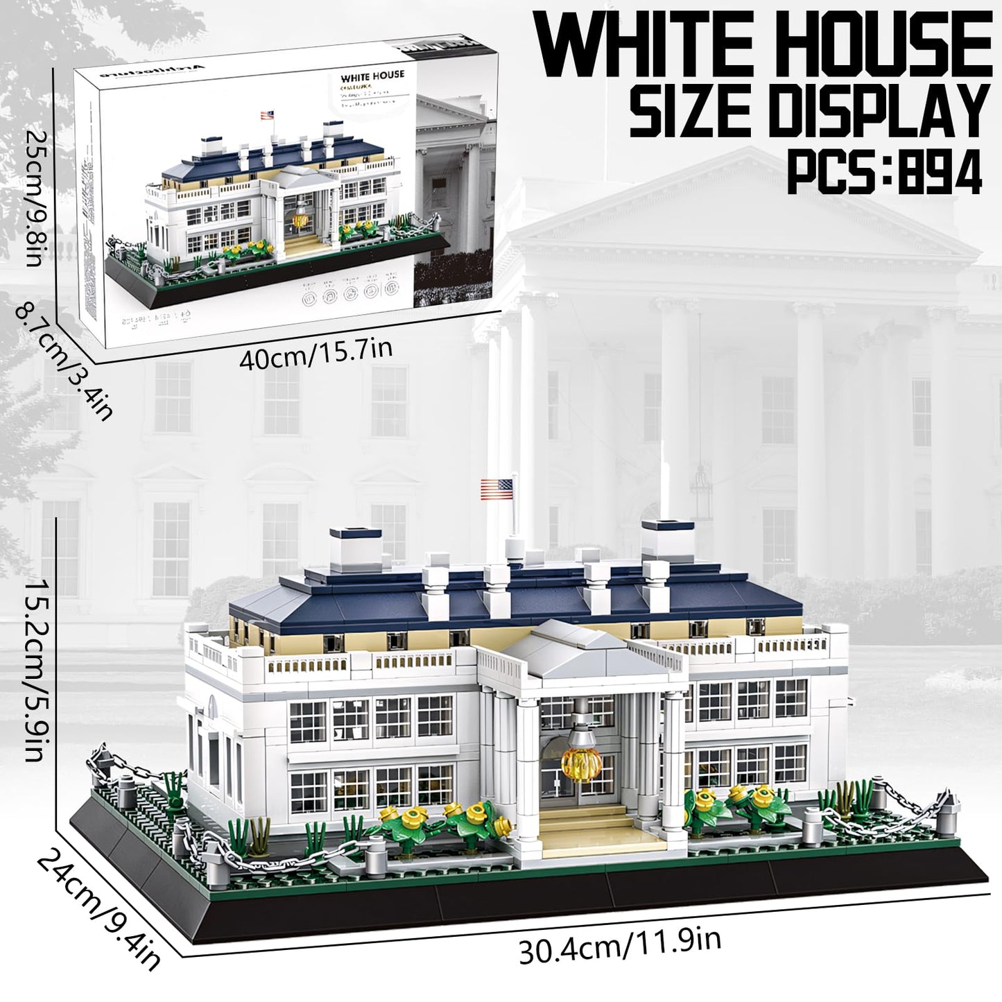 LQPFBSM White House Architecture 894-Piece Model Kit for Adults & Teens