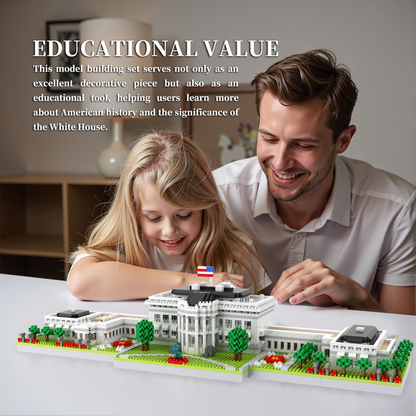 LQPFBSM White House 3000-Piece Micro Building Blocks Set | Panoramic DC Architecture Model