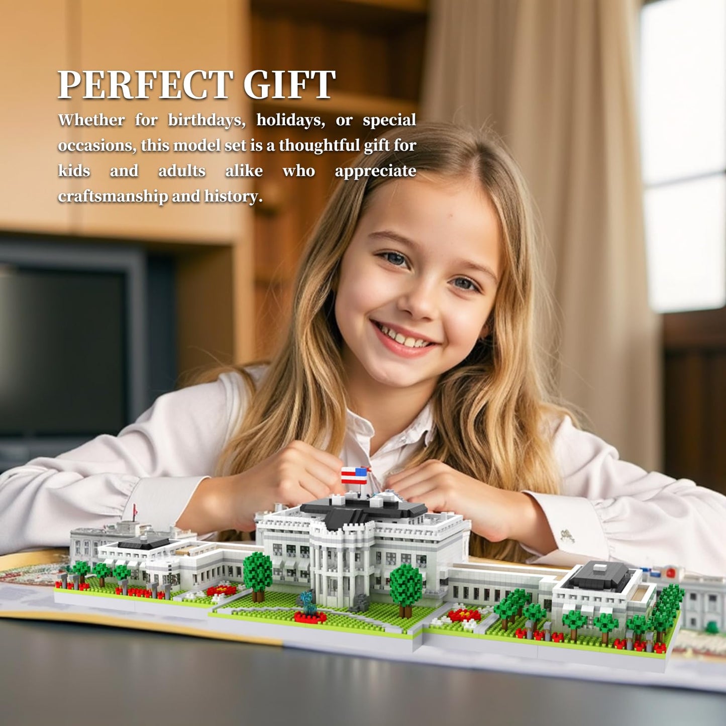 LQPFBSM White House 3000-Piece Micro Building Blocks Set | Panoramic DC Architecture Model