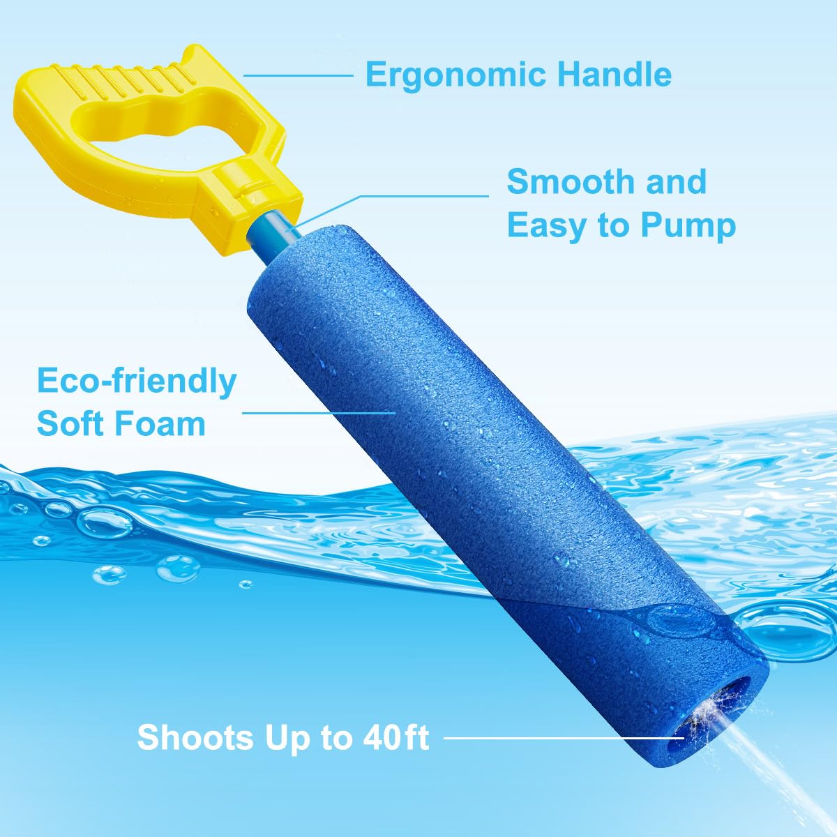 LQYoyz 6-Pack Water Guns – Long-Range Soaker Blasters (40 ft)