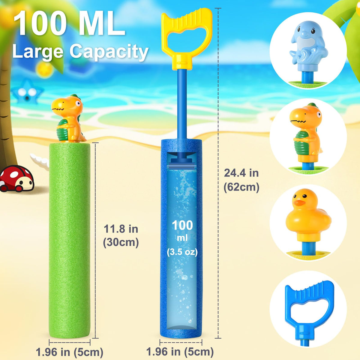 LQYoyz 6-Pack Water Guns – Long-Range Soaker Blasters (40 ft)