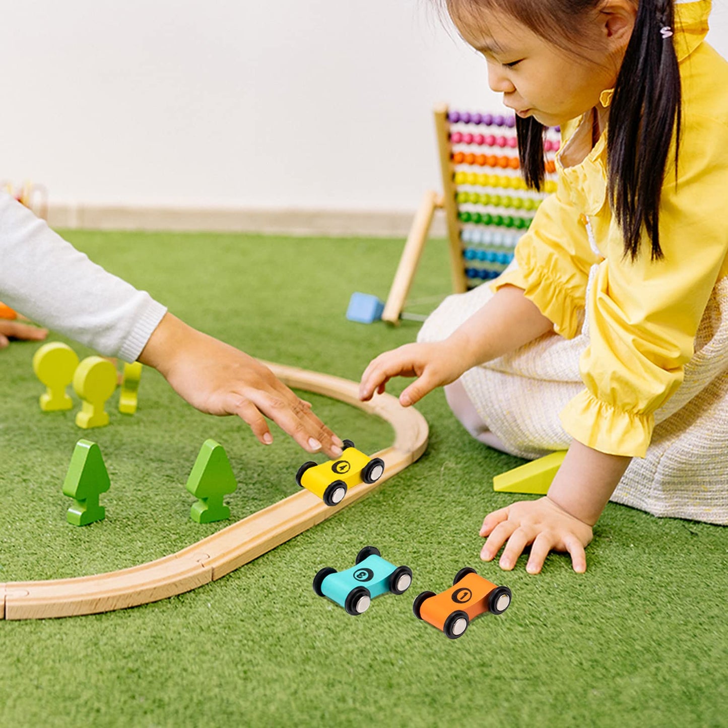 Lragvtbk 6 Pieces Wooden Mini Car Ramp Race Track Toys | Colorful Wooden Car Set