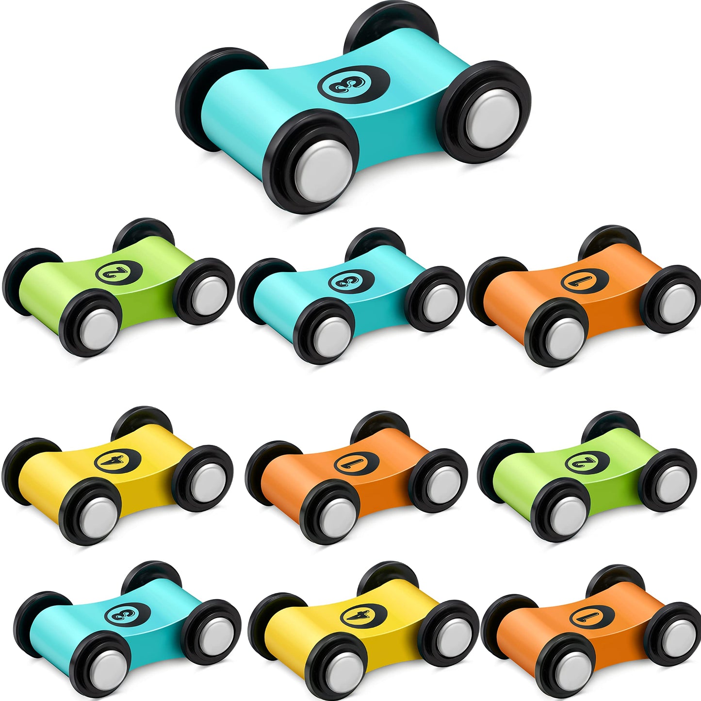 Lragvtbk 10 Pieces Wooden Mini Car Ramp Track Toys for Ages 3+ | Racer Set