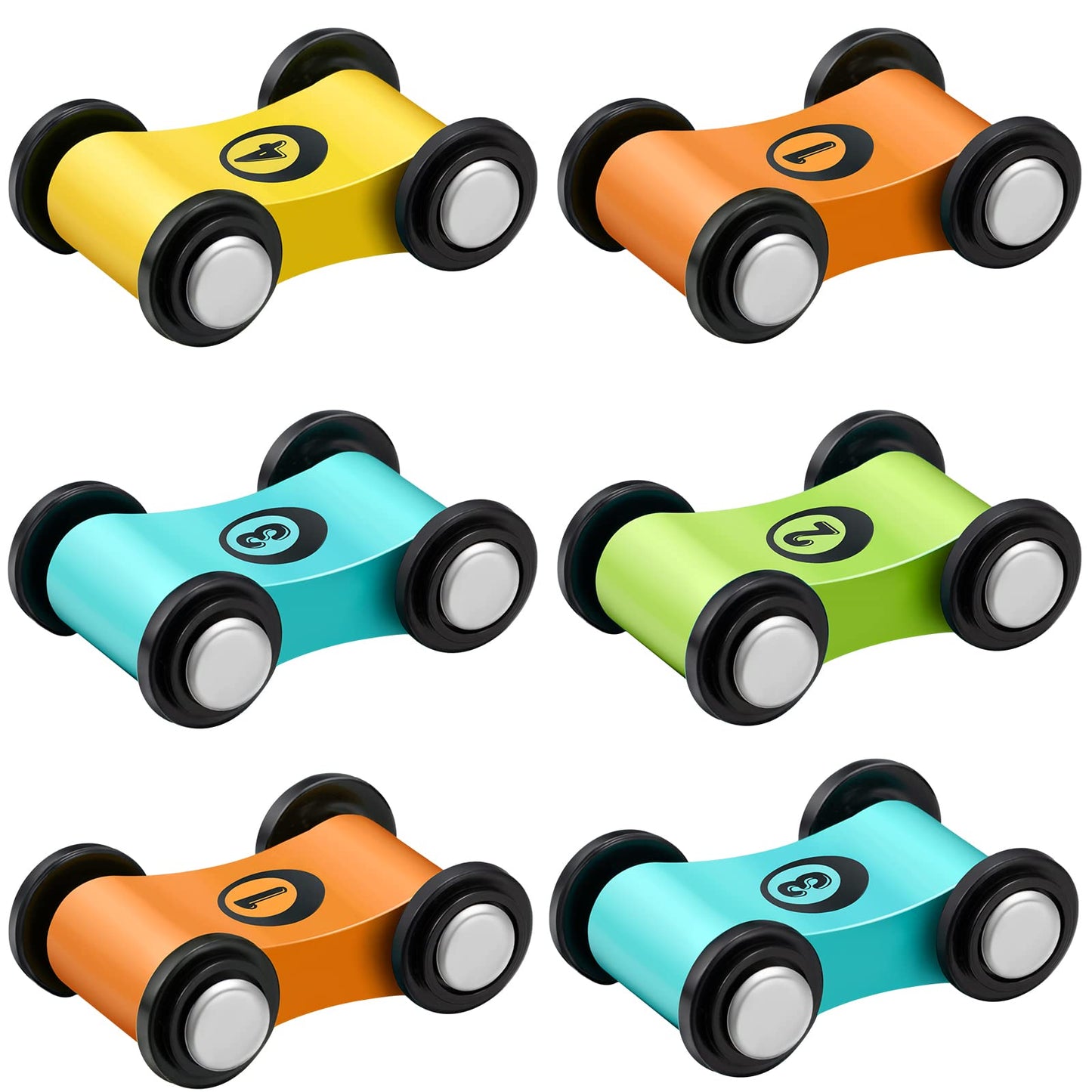 Lragvtbk 6 Pieces Wooden Mini Car Ramp Race Track Toys | Colorful Wooden Car Set
