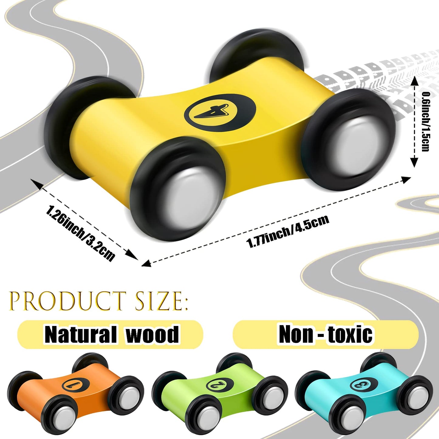 Lragvtbk 6 Pieces Wooden Mini Car Ramp Race Track Toys | Colorful Wooden Car Set