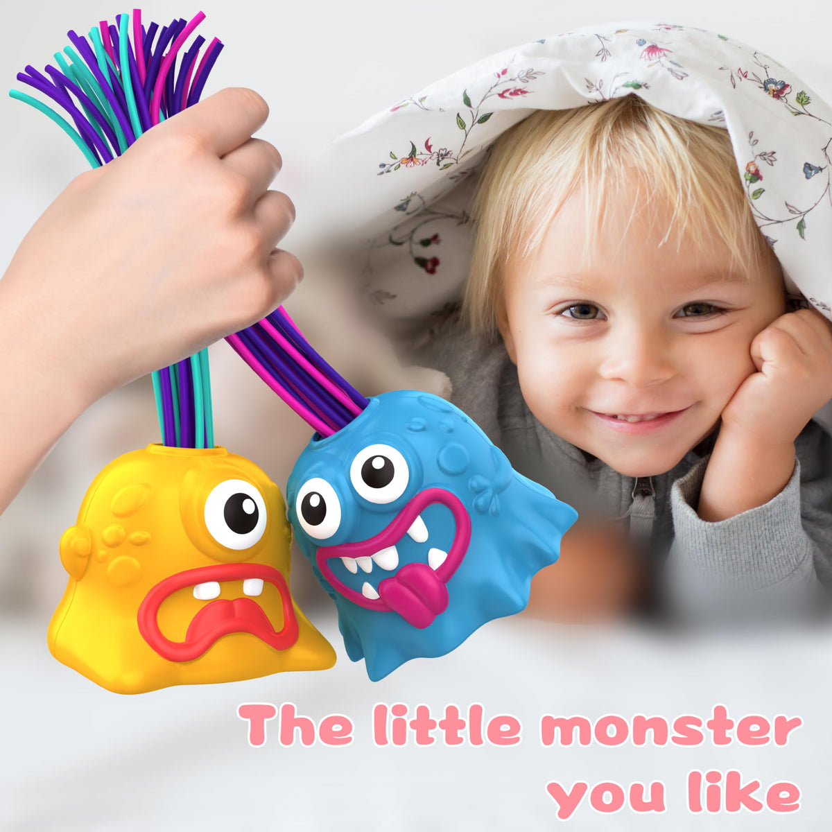 Lreall 4Pcs Hair Pulling Fidget Screaming Monster Toys – Fun Stress Relief & Venting for All Ages