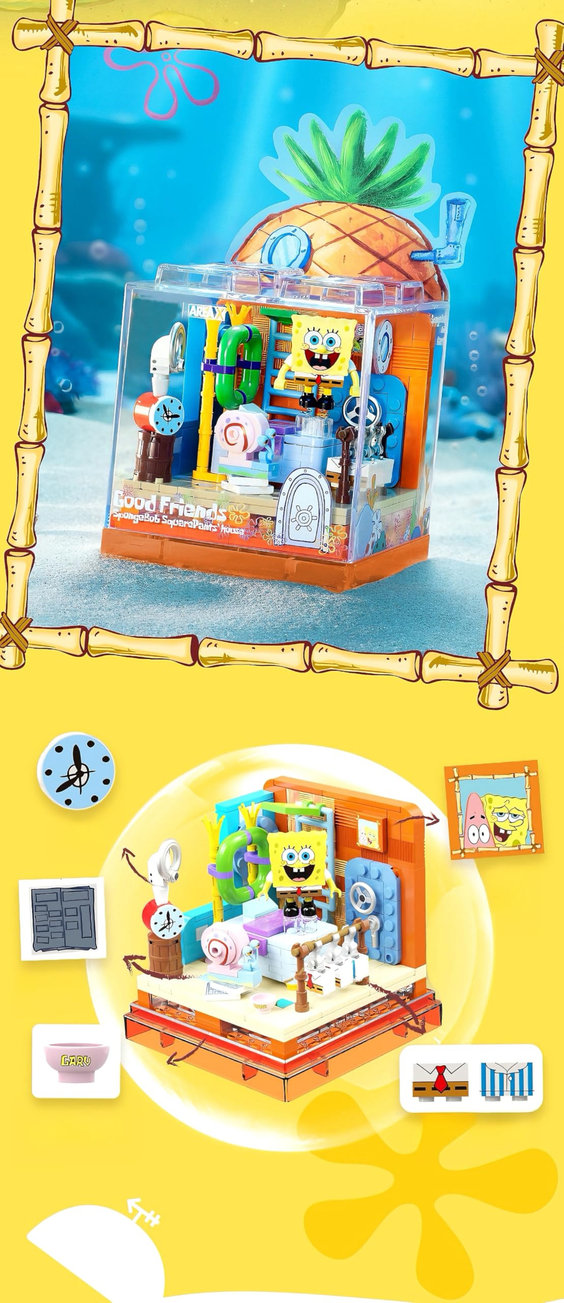 Lreyrous Exquisite Pineapple House Building Blocks Set – Themed Characters Gift for 14+ Teens & Adults
