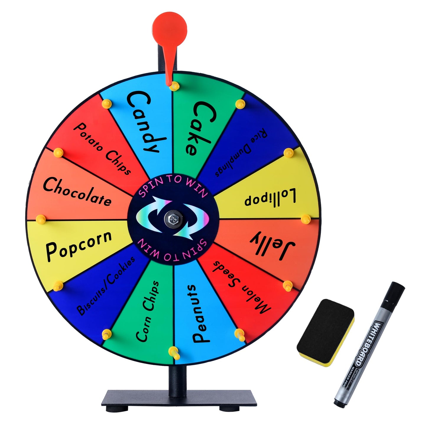 LRMBKM 12-Slot Prize Wheel – 12-Inch Spinner with Stand for Events