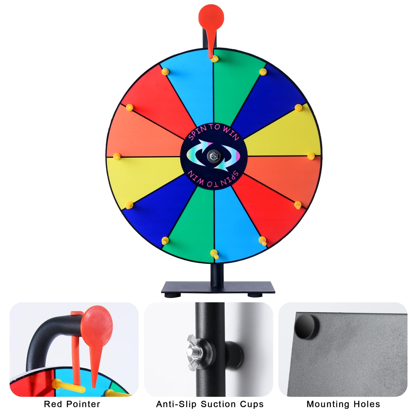 LRMBKM 12-Slot Prize Wheel – 12-Inch Spinner with Stand for Events