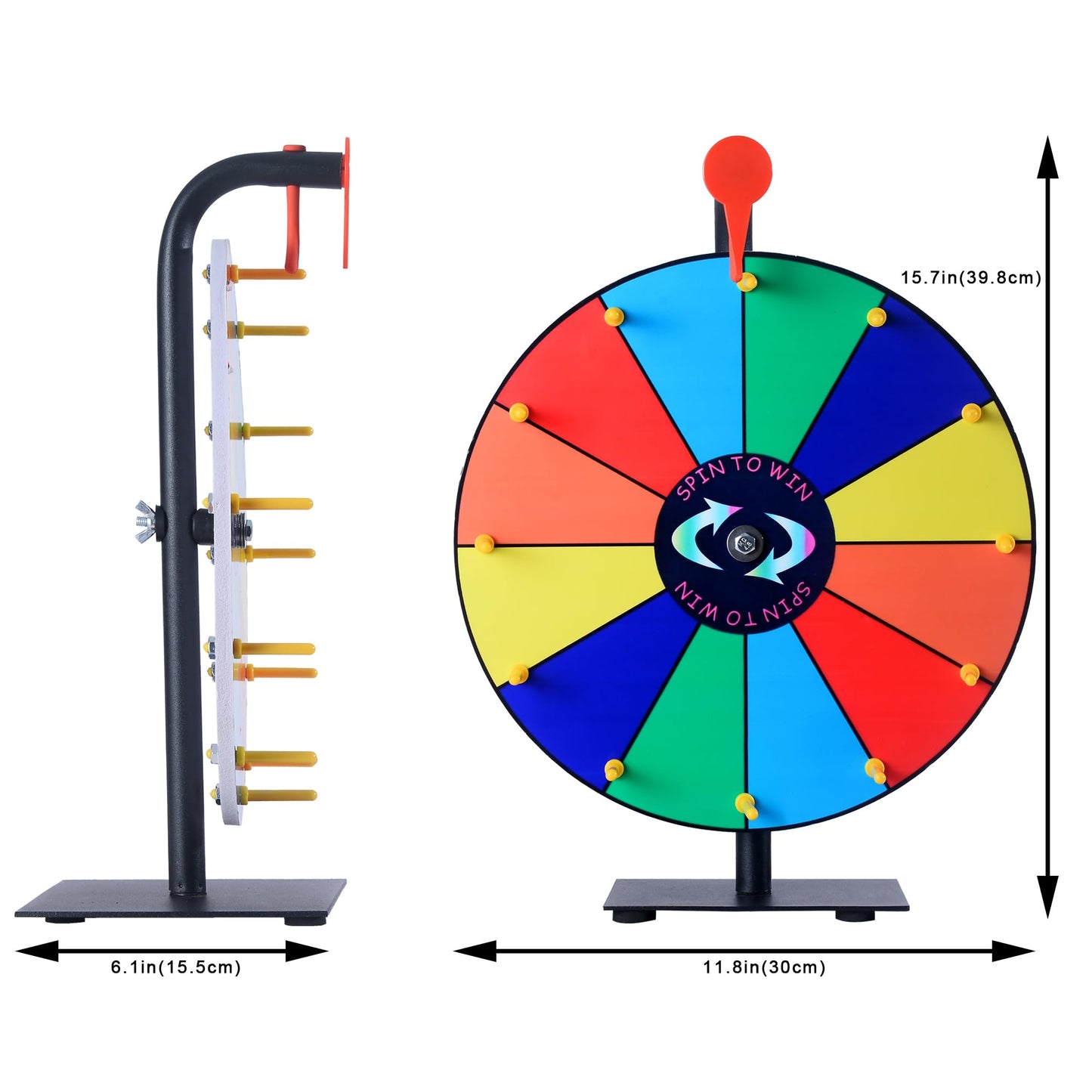 LRMBKM 12-Slot Prize Wheel – 12-Inch Spinner with Stand for Events