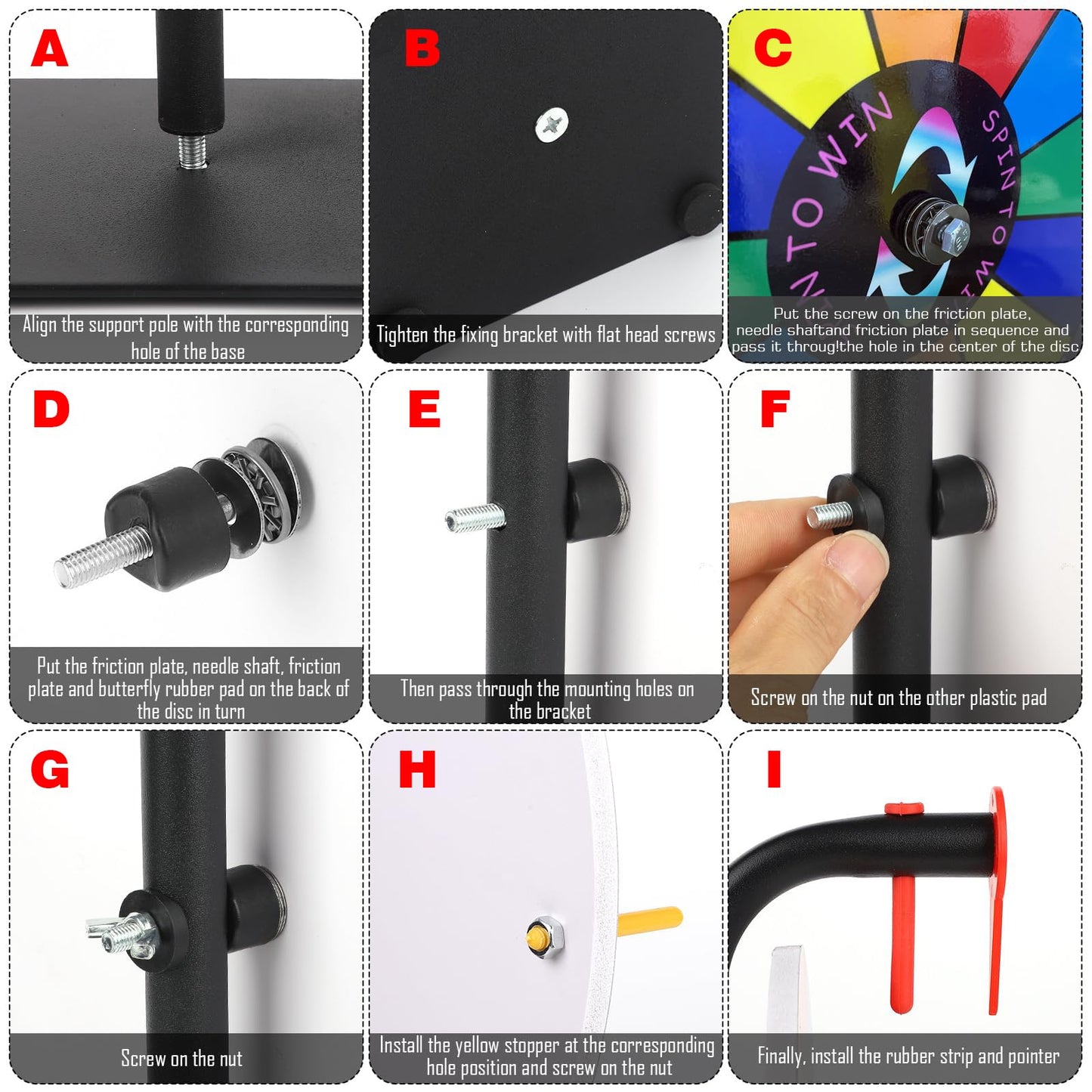 LRMBKM 12-Slot Prize Wheel – 12-Inch Spinner with Stand for Events