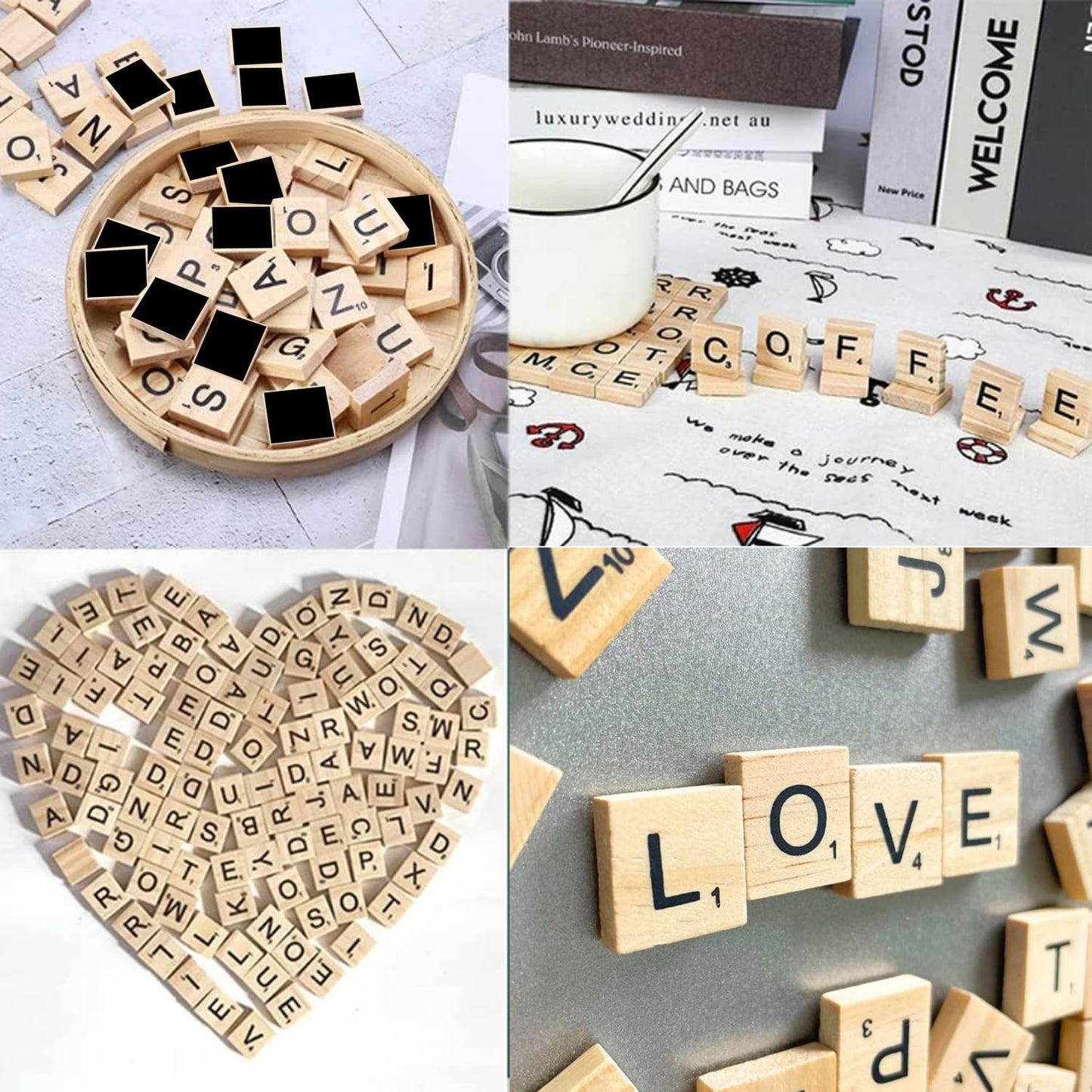 LSCQYYCC 200Pcs Magnetic Wooden Letter Bricks – DIY Letter Coasters & Gift Decoration