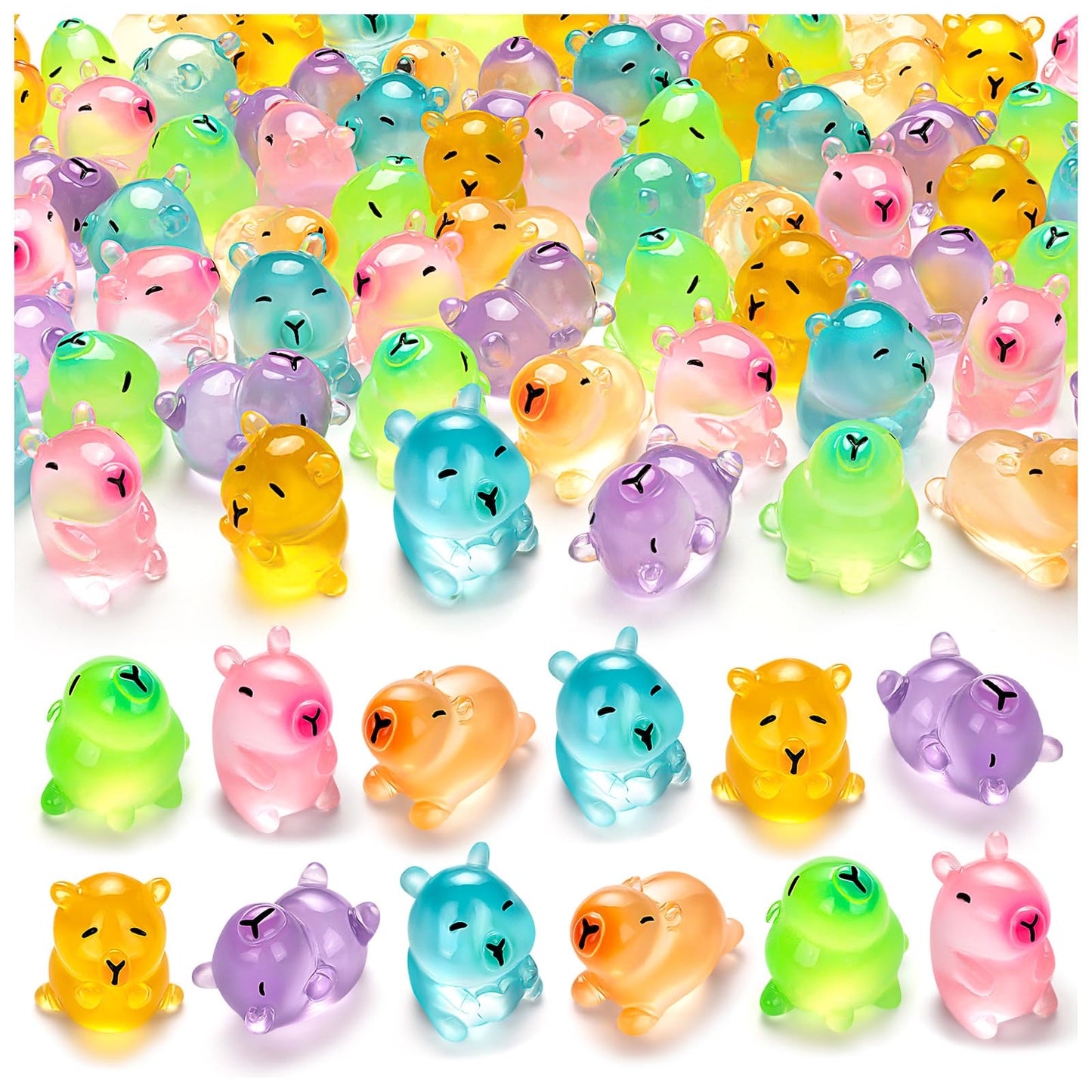 LSGYPAQ 36pcs Luminous Capybara Figurines – Glow-in-the-Dark Capybaras