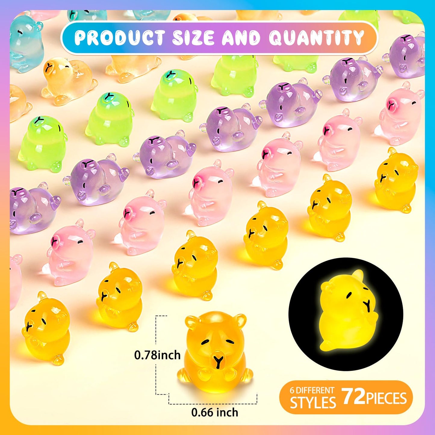 LSGYPAQ 36pcs Luminous Capybara Figurines – Glow-in-the-Dark Capybaras
