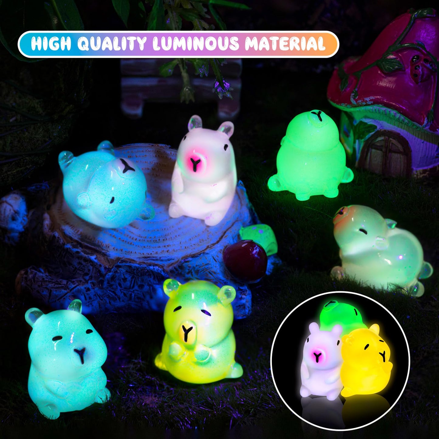 LSGYPAQ 36pcs Luminous Capybara Figurines – Glow-in-the-Dark Capybaras
