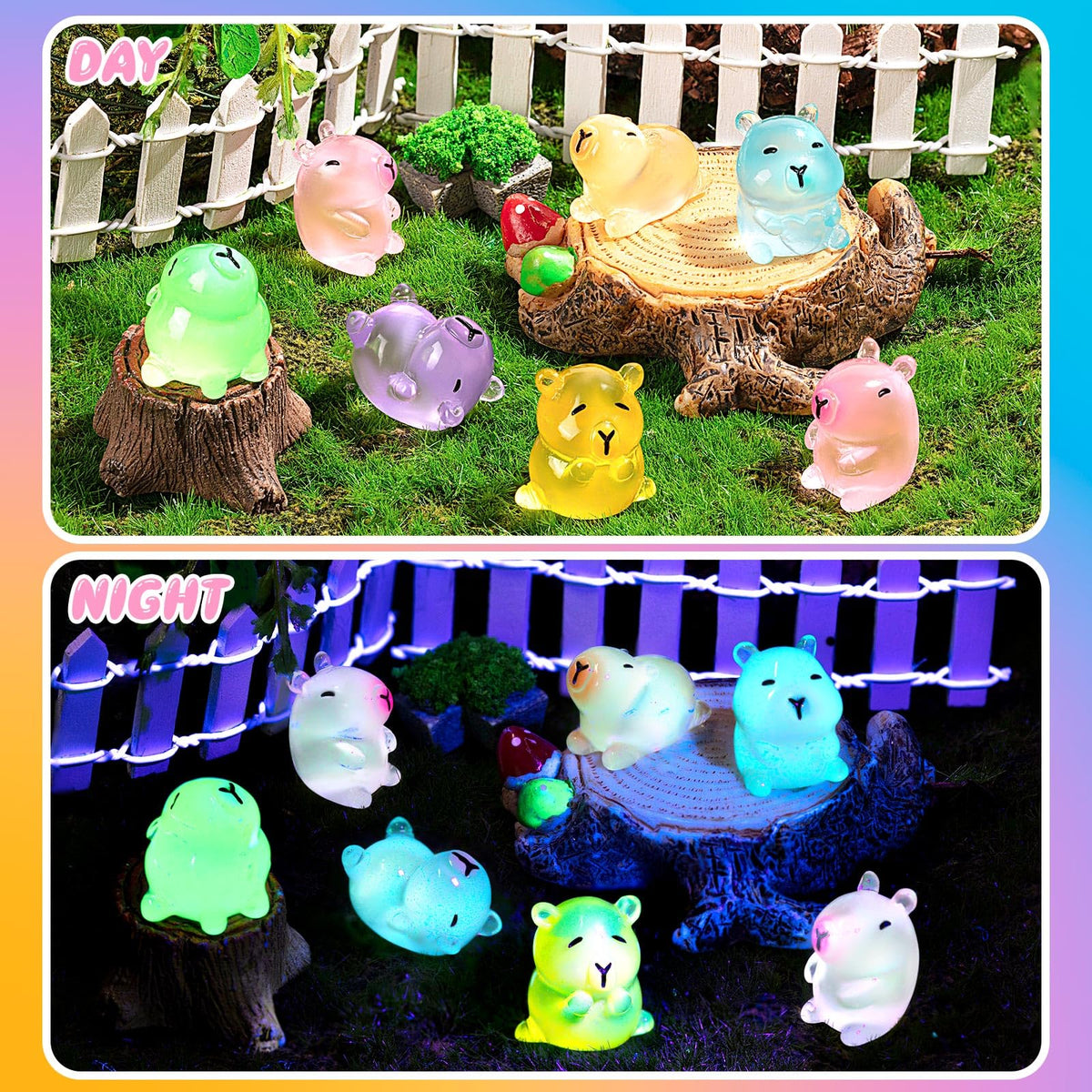 LSGYPAQ 36pcs Luminous Capybara Figurines – Glow-in-the-Dark Capybaras