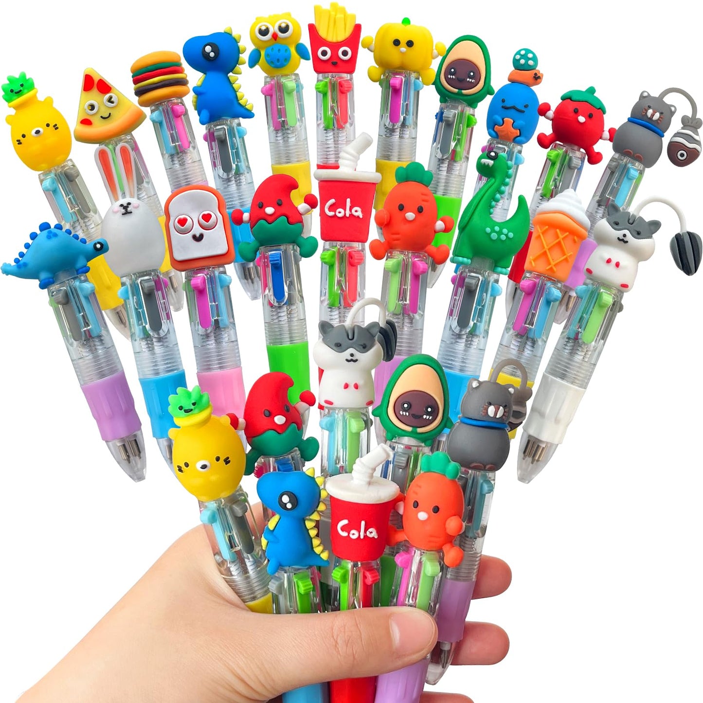 Lshfwn Mini Multicolor 4-in-1 Pens – 20 Cartoon Kids Pens for School & Gift