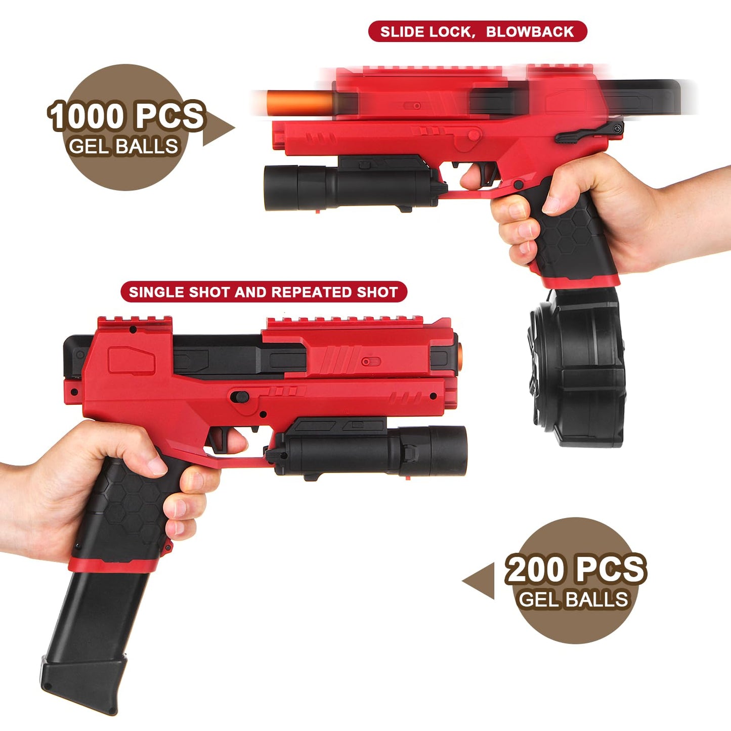 LSuBhef Gel Blaster X6 – Full Auto Splatter Blaster for Ages 14+ (Red)