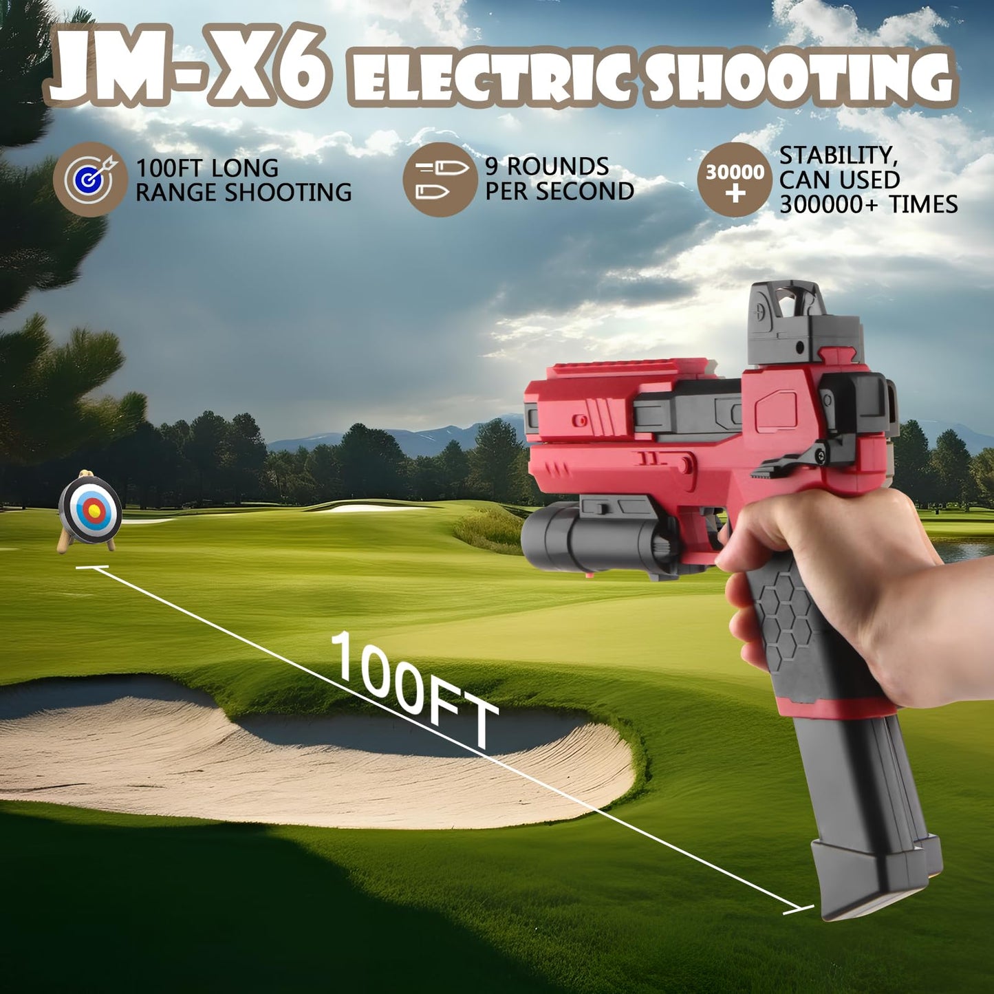 LSuBhef Gel Blaster X6 – Full Auto Splatter Blaster for Ages 14+ (Red)