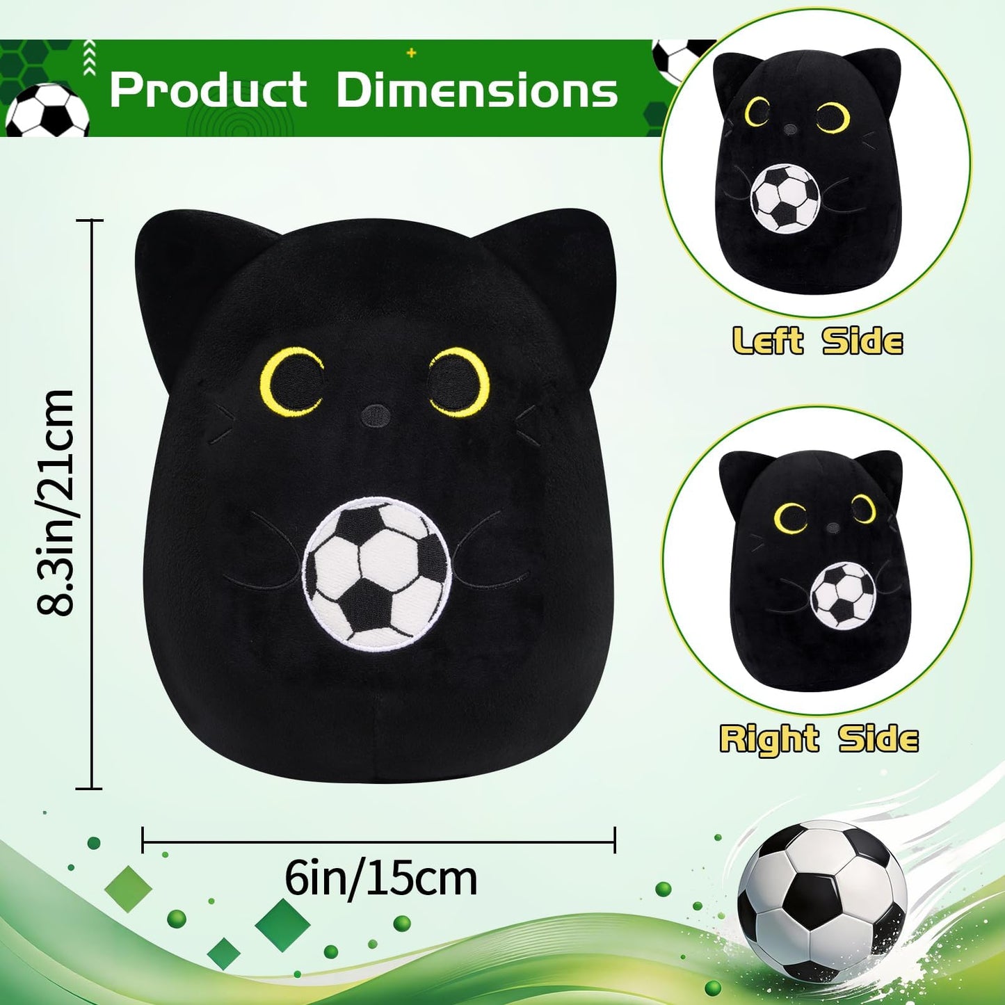 LSYDCARM Black Cat Plush Toy with Soccer Ball – 8-Inch World Cup 2026 Edition