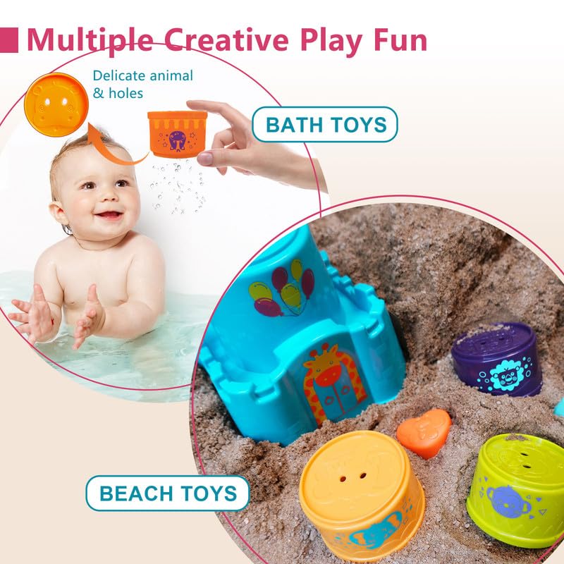 LTKFFFdp Baby Stacking Toys for Toddlers 1-3 | Nesting Cups, Shape Sorter & Bath Toy