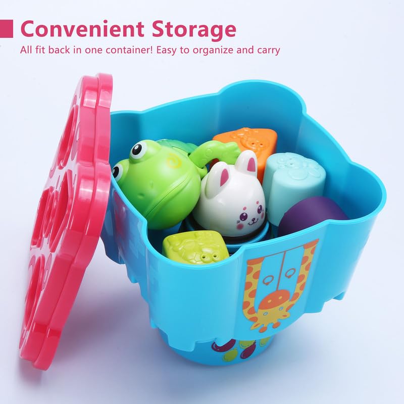 LTKFFFdp Baby Stacking Toys for Toddlers 1-3 | Nesting Cups, Shape Sorter & Bath Toy