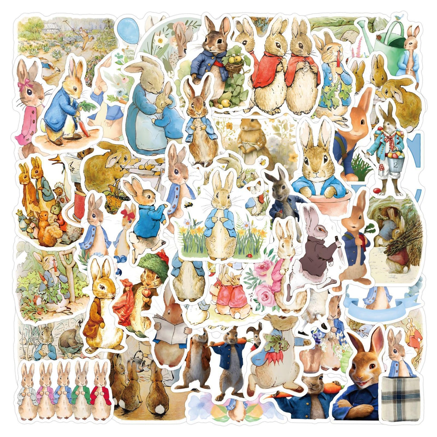 LTZSTONE Peter Rabbit Stickers Pack (55PCS) – Waterproof Vinyl Decals for Laptop, Bottle, Skateboard