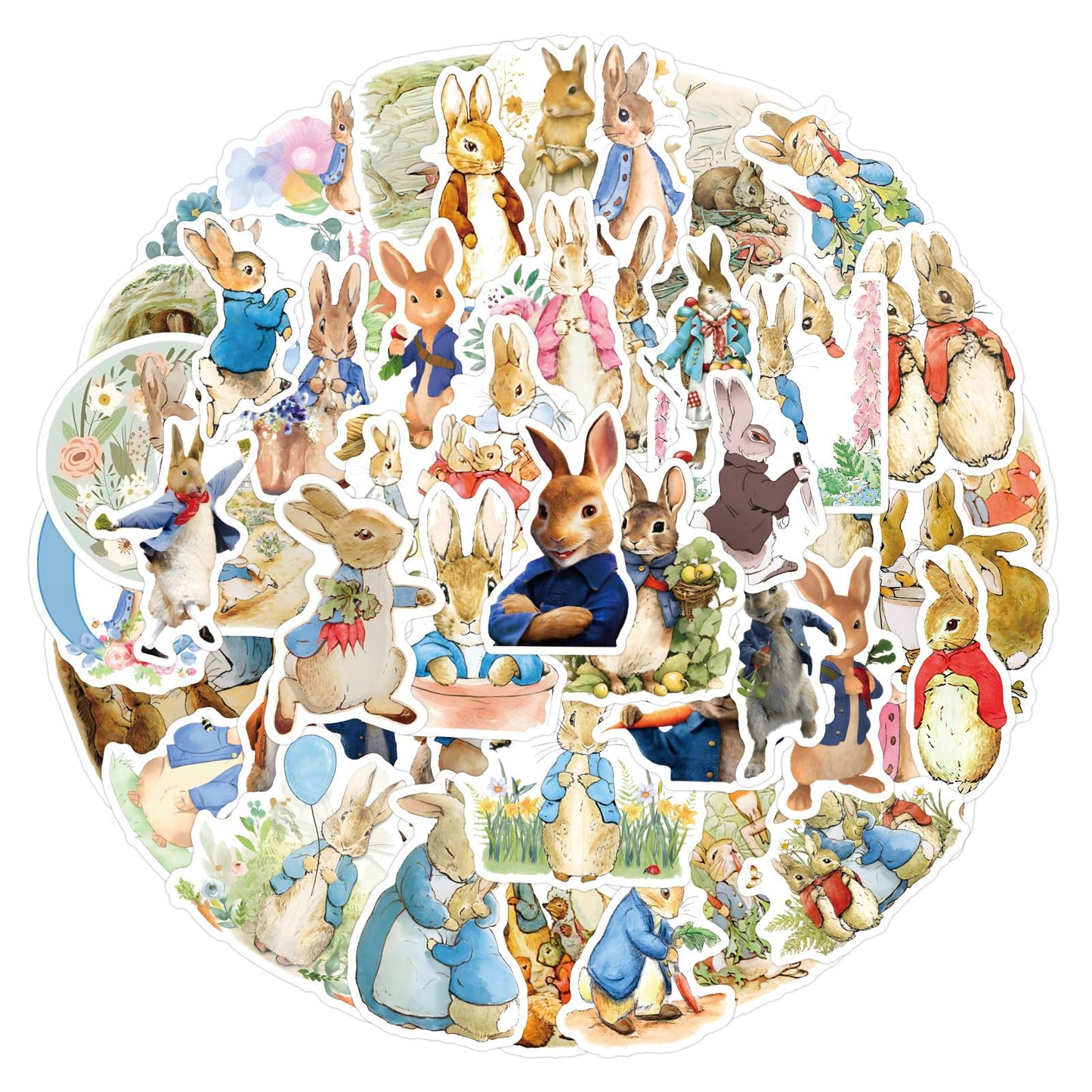 LTZSTONE Peter Rabbit Stickers Pack (55PCS) – Waterproof Vinyl Decals for Laptop, Bottle, Skateboard