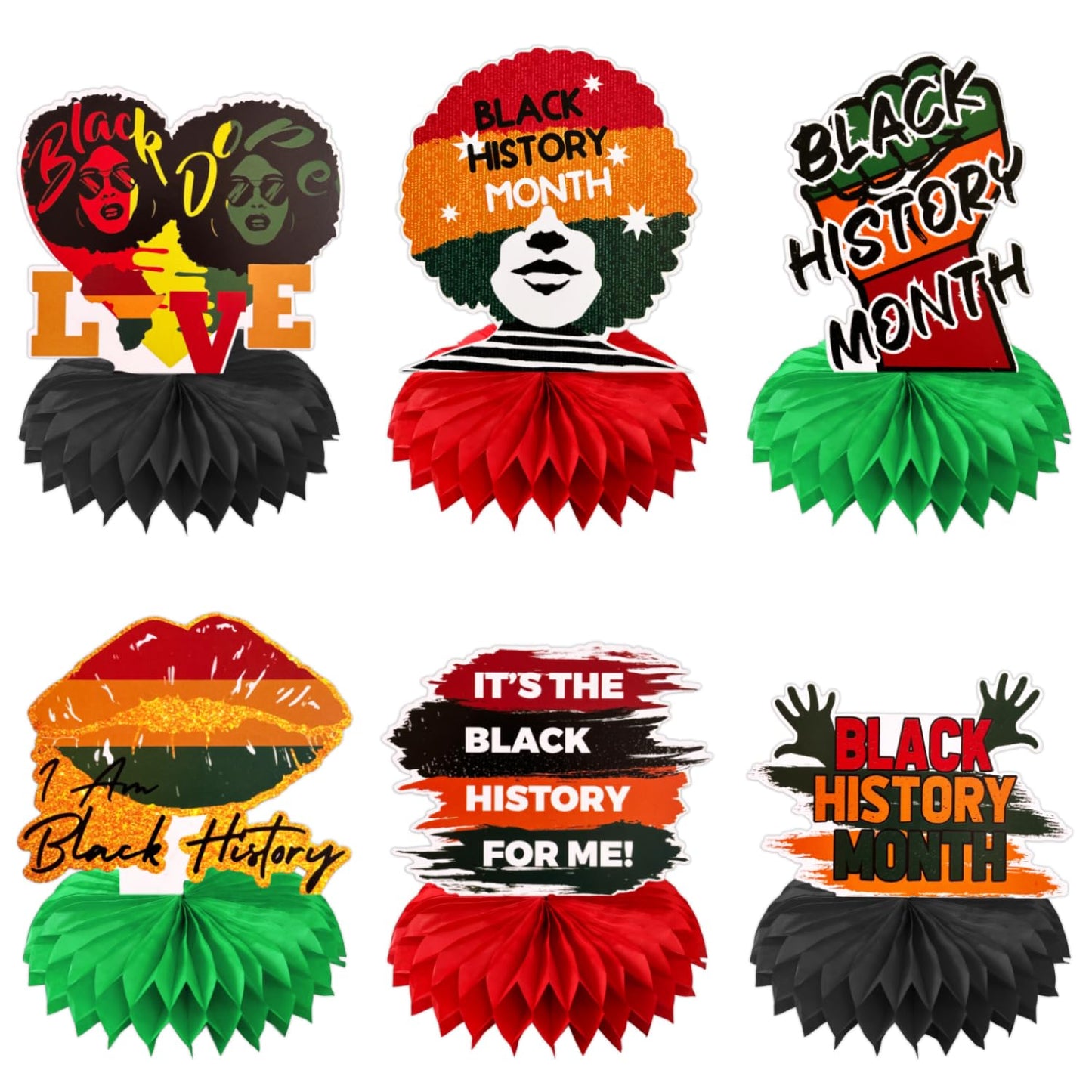LUANDME Black History Month Honeycomb Centerpieces – 6-Pack Table Decor
