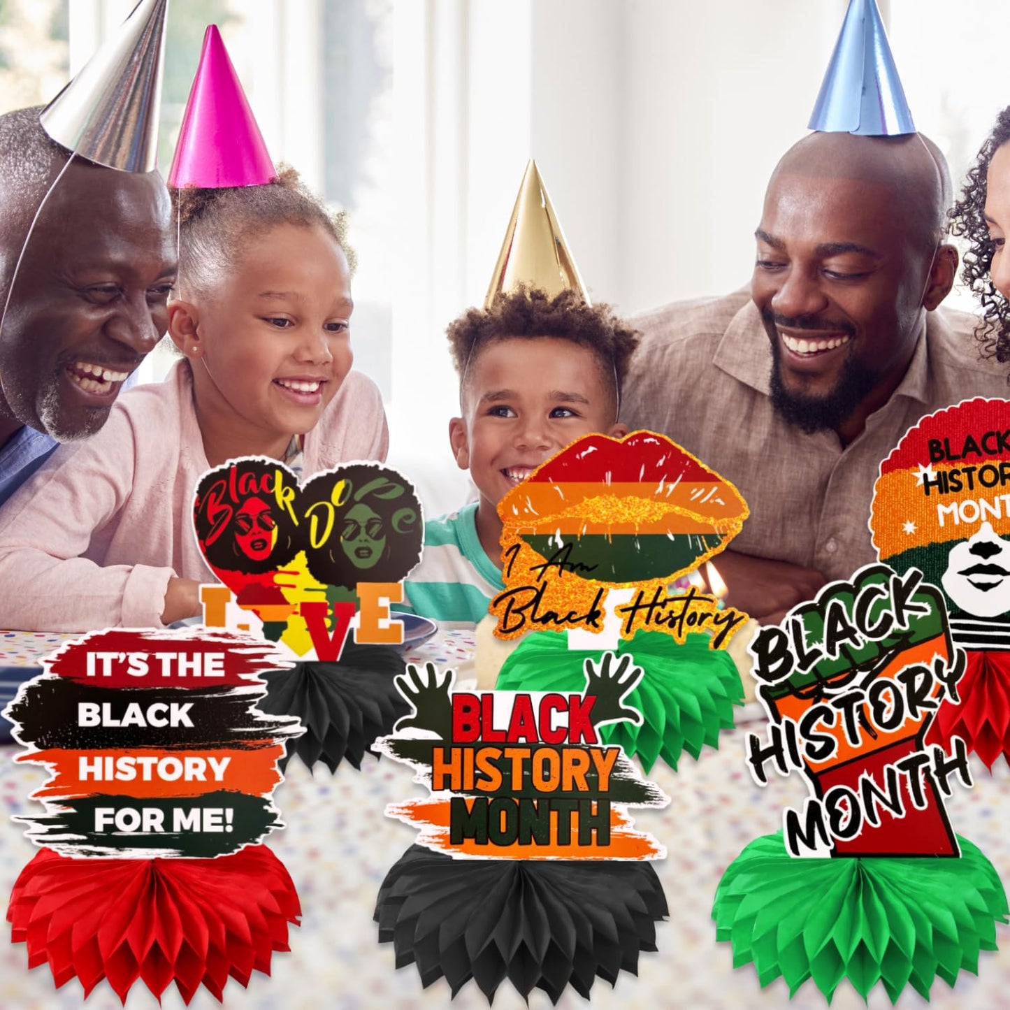 LUANDME Black History Month Honeycomb Centerpieces – 6-Pack Table Decor