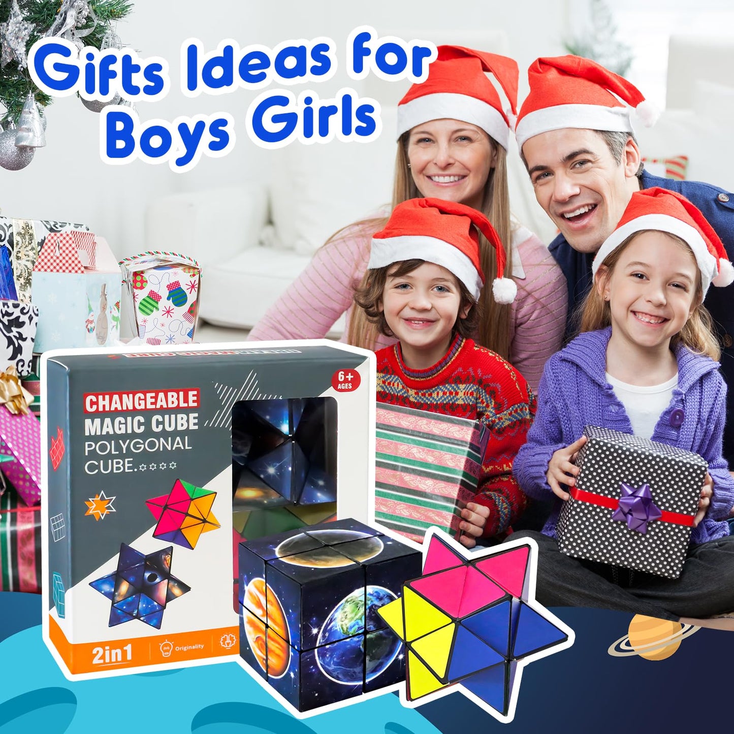 Luaxkpi 2-in-1 Infinity Cube Toy for Kids 6-12 — Travel Brain Teaser Gift