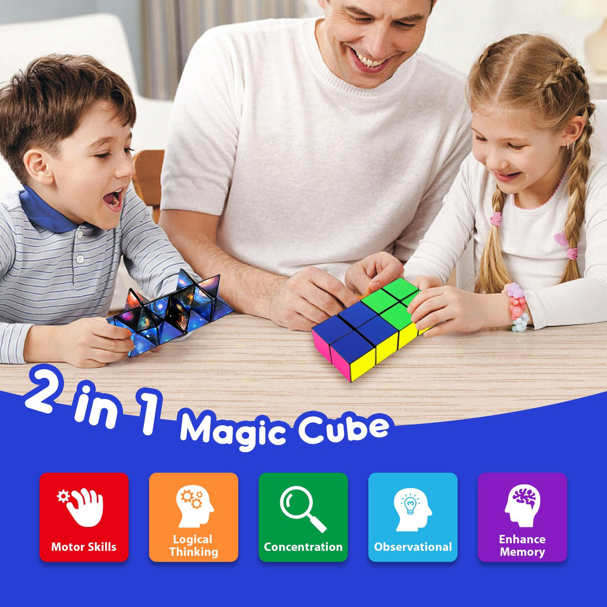 Luaxkpi 2-in-1 Infinity Cube Toy for Kids 6-12 — Travel Brain Teaser Gift