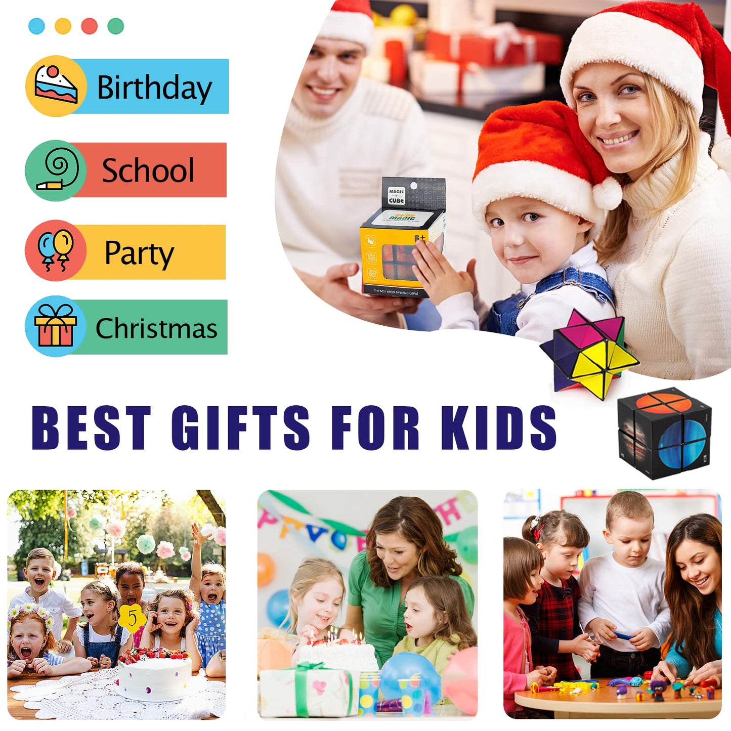 Luaxkpi Infinity Cube – 2-in-1 Fidget Toy for Kids 6–12, Educational Sensory Puzzle, Travel-Ready Gift