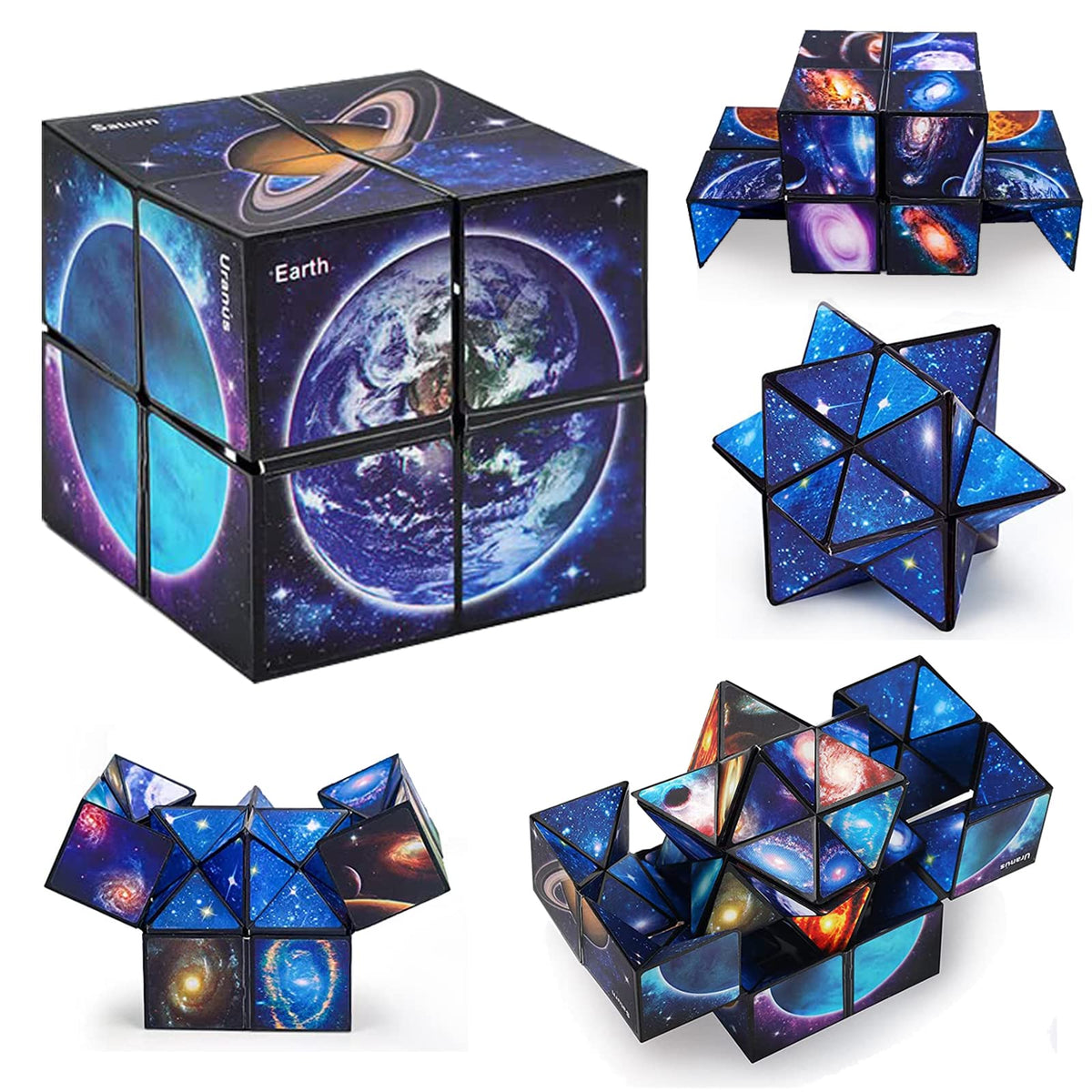 Luaxkpi Infinity Cube Toy – 2-in-1 Fidget Cube for Kids 8-12 | Star Cube Planet Stickers