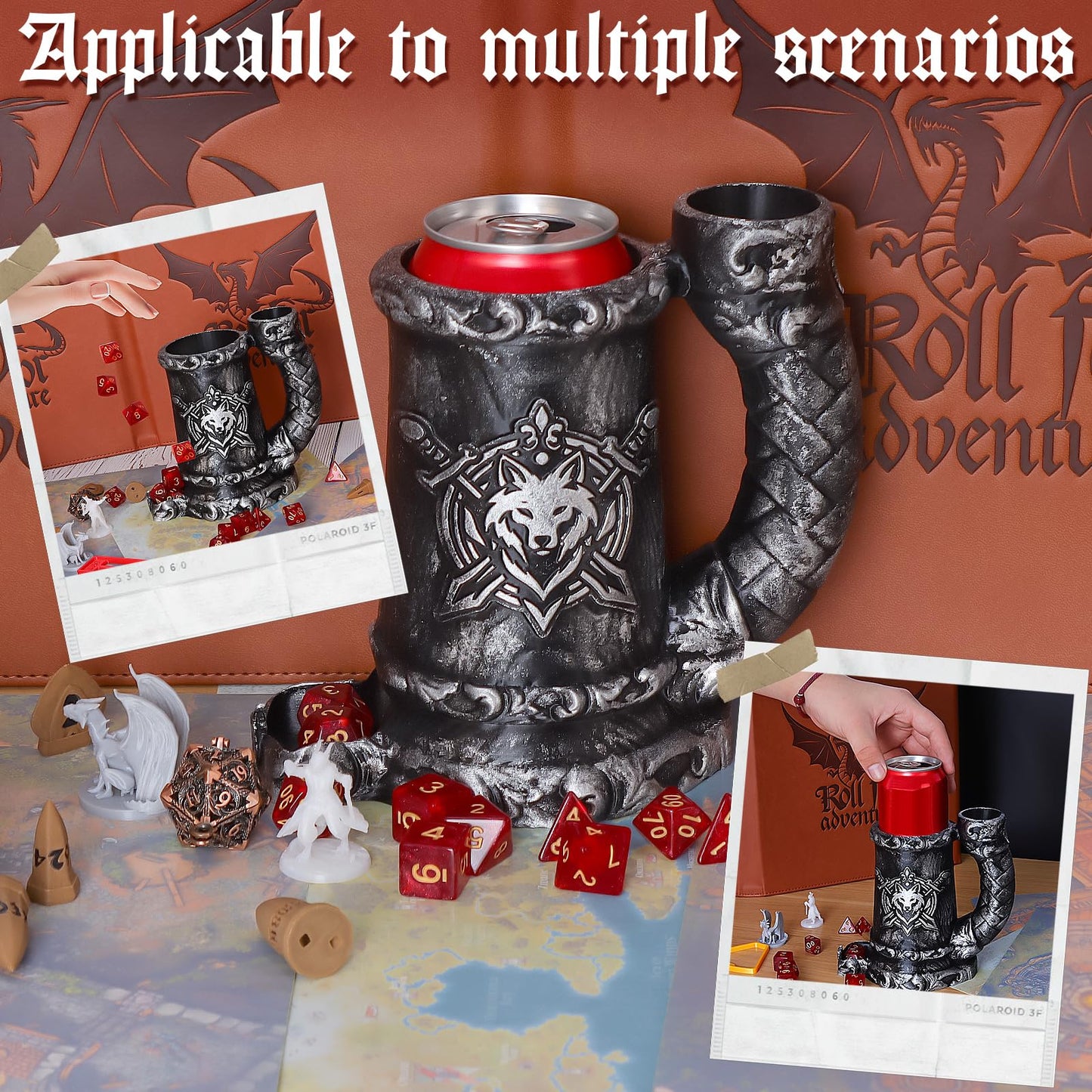 Luazuri Mug Dice Tower – 7-Piece D20 Dice Set Included, DND & Tabletop Gift, Black