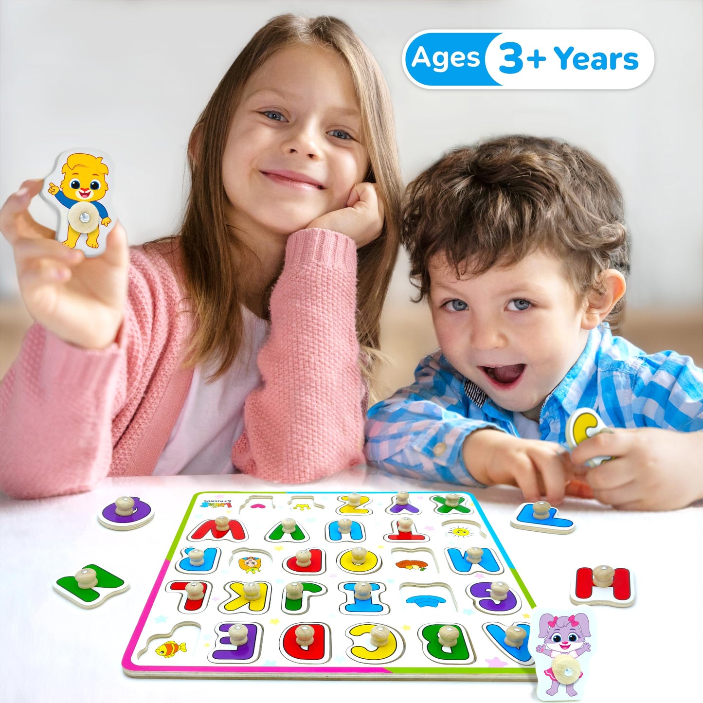 Lucas & Friends ABC Puzzle for Toddlers – Wooden Montessori Alphabet Toy