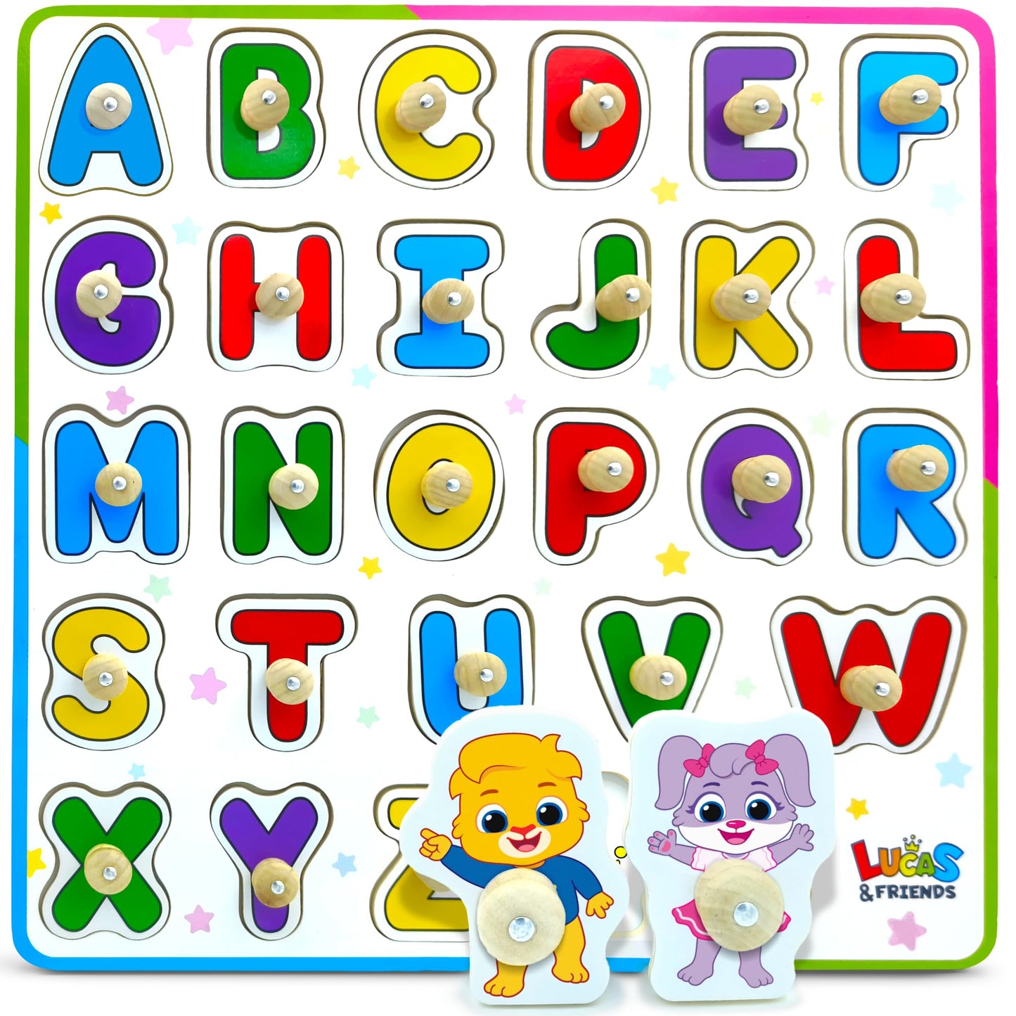 Lucas & Friends ABC Puzzle for Toddlers – Wooden Montessori Alphabet Toy