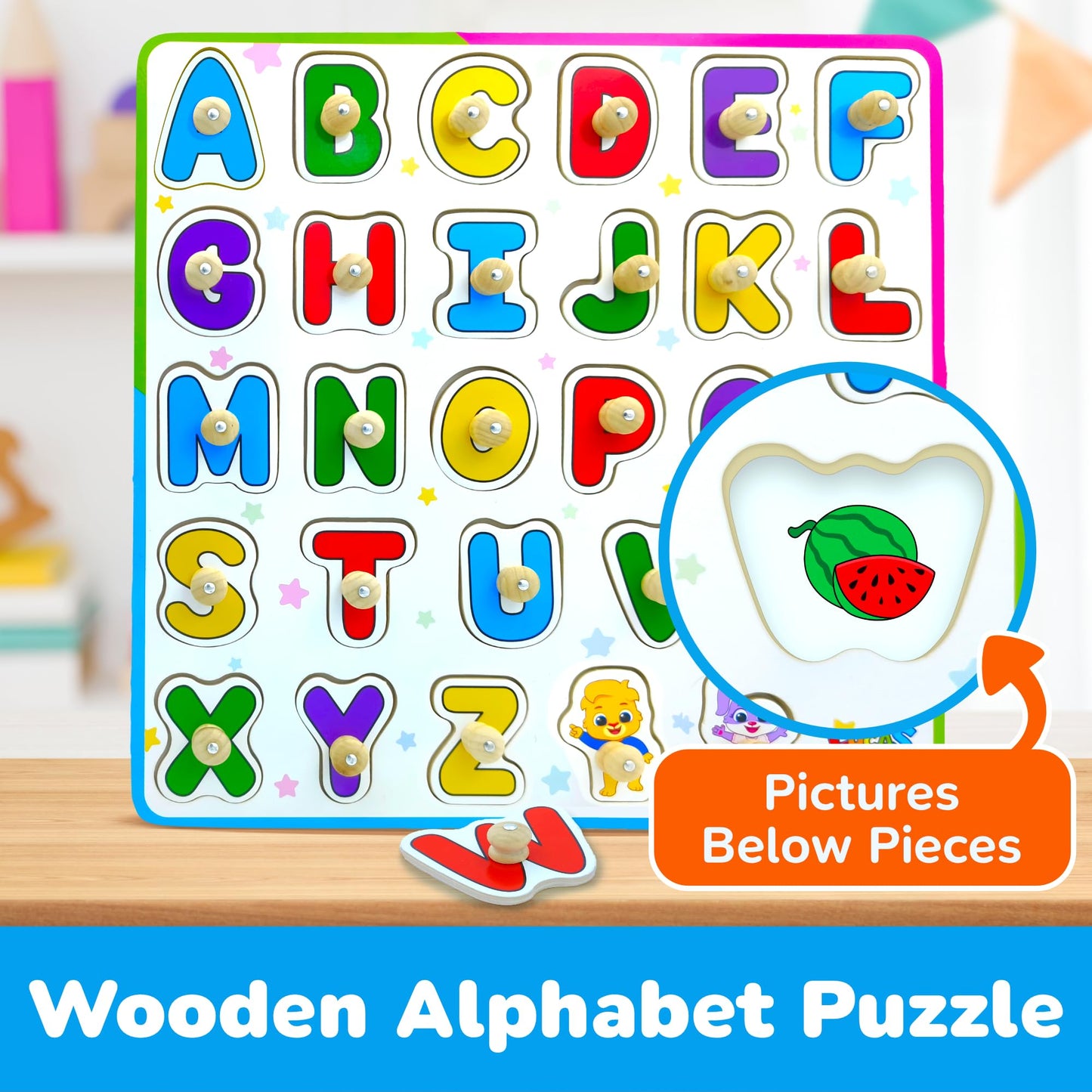 Lucas & Friends ABC Puzzle for Toddlers – Wooden Montessori Alphabet Toy