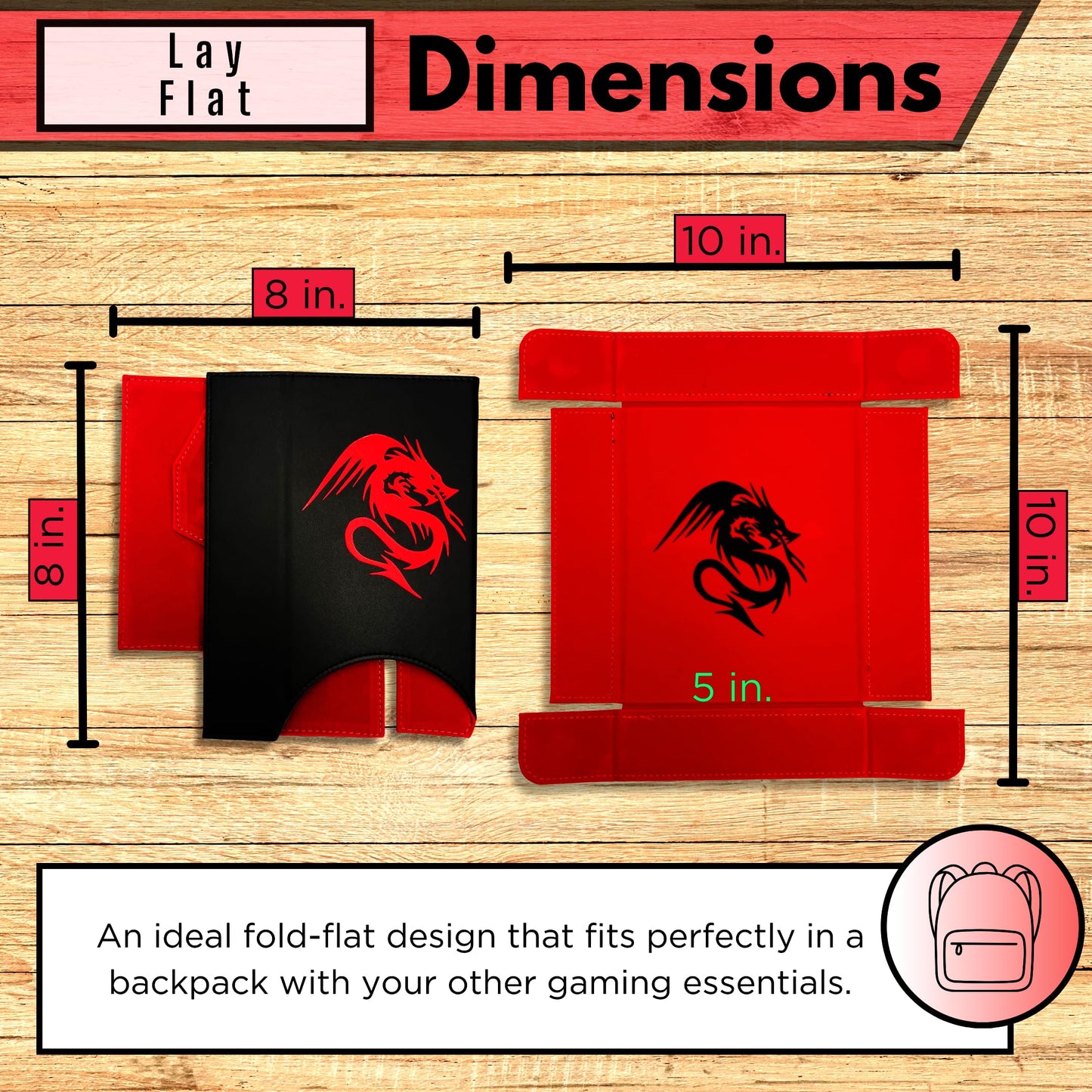 Luck Lab Folding Dice Tower & Tray - Dragon Design (Black/Red) | RPG Tabletop