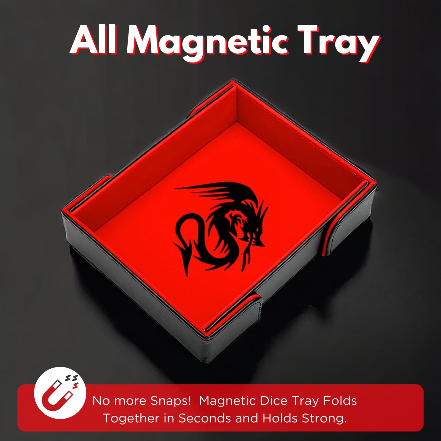Luck Lab Folding Dice Tower & Tray - Dragon Design (Black/Red) | RPG Tabletop