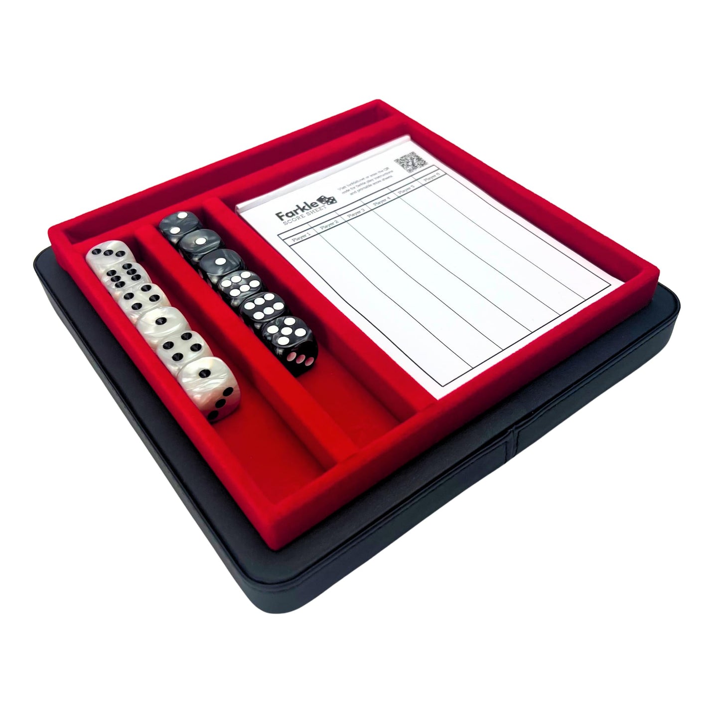 Luck Lab Farkle Dice Tray & Storage Case – 2 Pearl Dice, 40-Page Score Pad (Red)