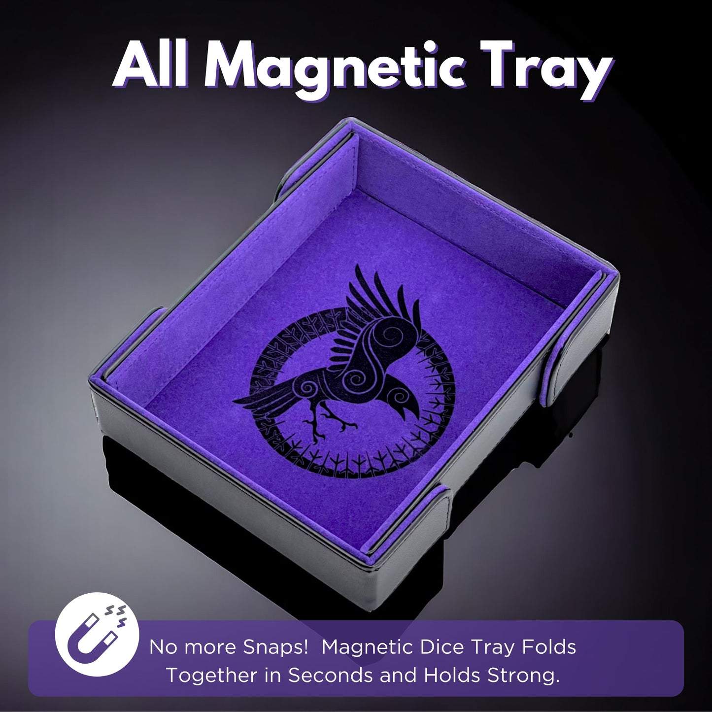 Luck Lab Folding Dice Tower & Tray for RPG Tabletop — Raven Design, Black and Purple